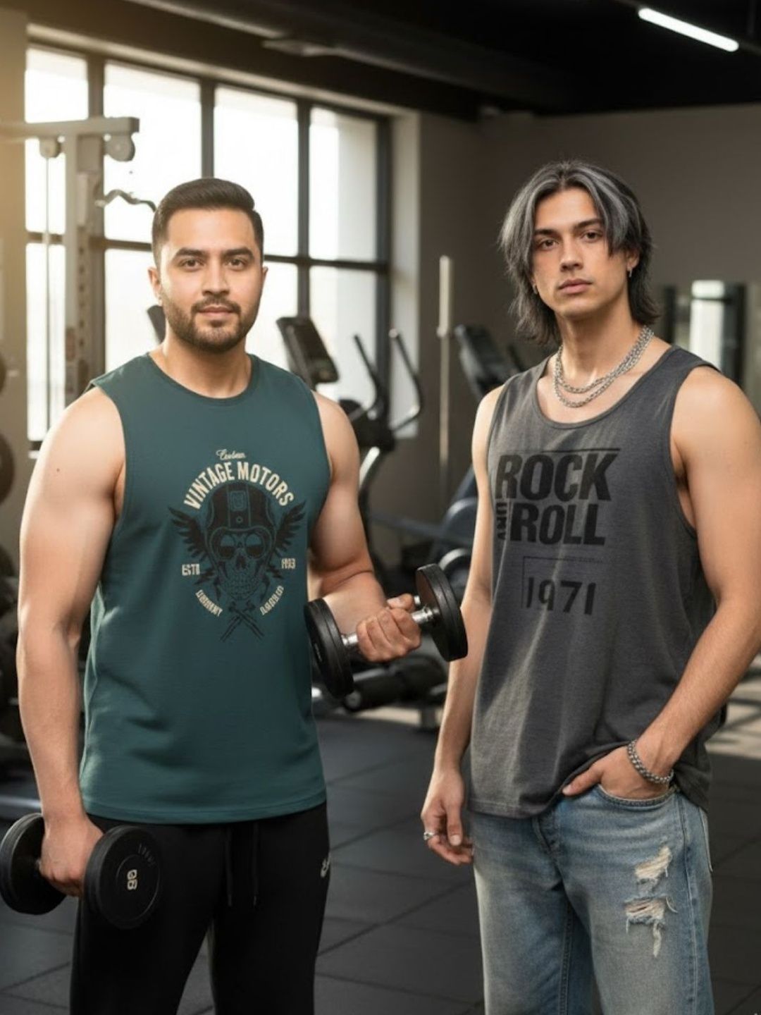 Metronaut Pack of 2 Men Printed Cotton Blend Gym Vest