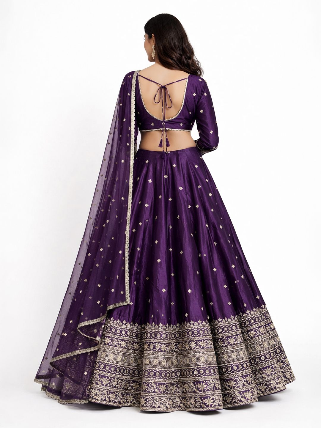 Embroidered Semi-Stitched Lehenga & Blouse With Dupatta 4