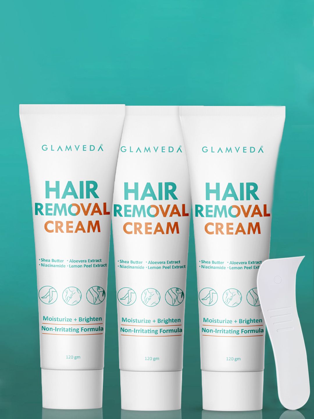 GLAMVEDA Set of 3 Hair Removal Cream With Aloe Vera Extracts- 120g
