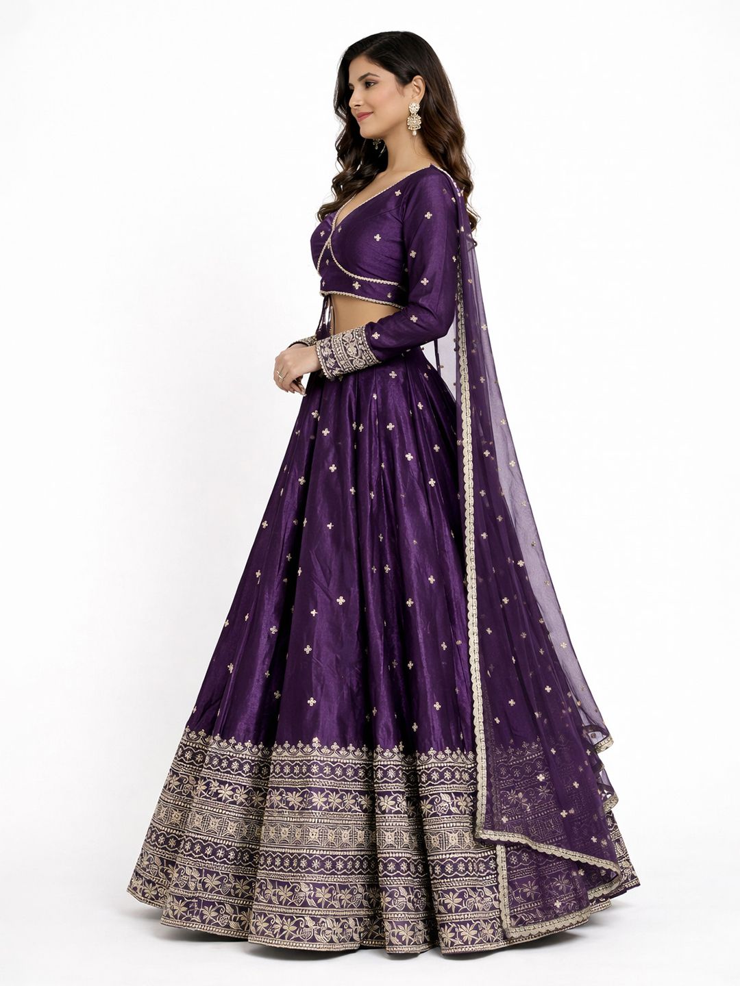 Embroidered Semi-Stitched Lehenga & Blouse With Dupatta 3