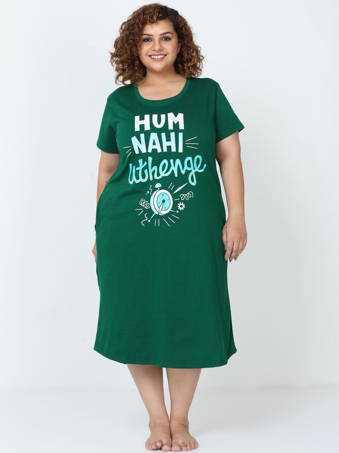 9shines Label Women Hosiery Cotton Graphic Printed Short Nightdress