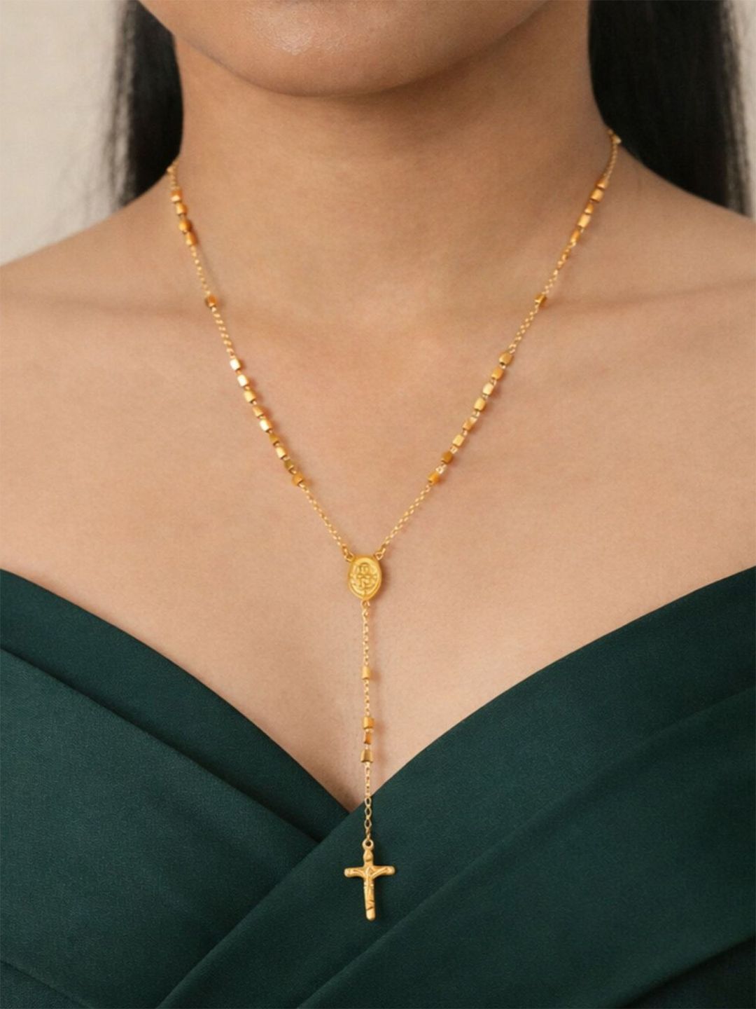 Buy AQUASTREET 18K Gold Plated Waterproof Anti Tarnish Cross Lariat Chain Necklace -  - Accessories for Women