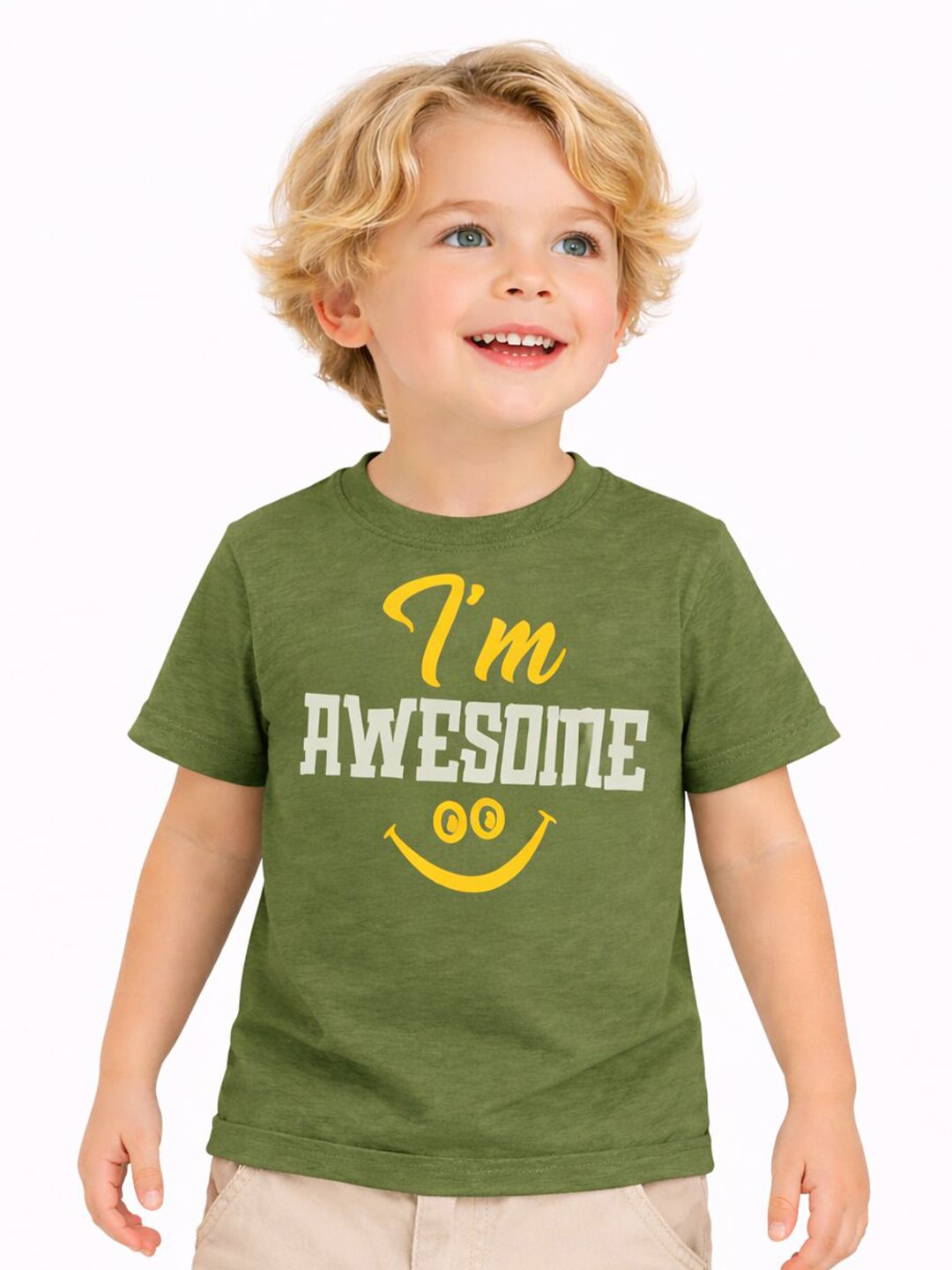 DYCA Boys Typography Printed Cotton Round Neck Half Sleeves Sea Green T-shirt