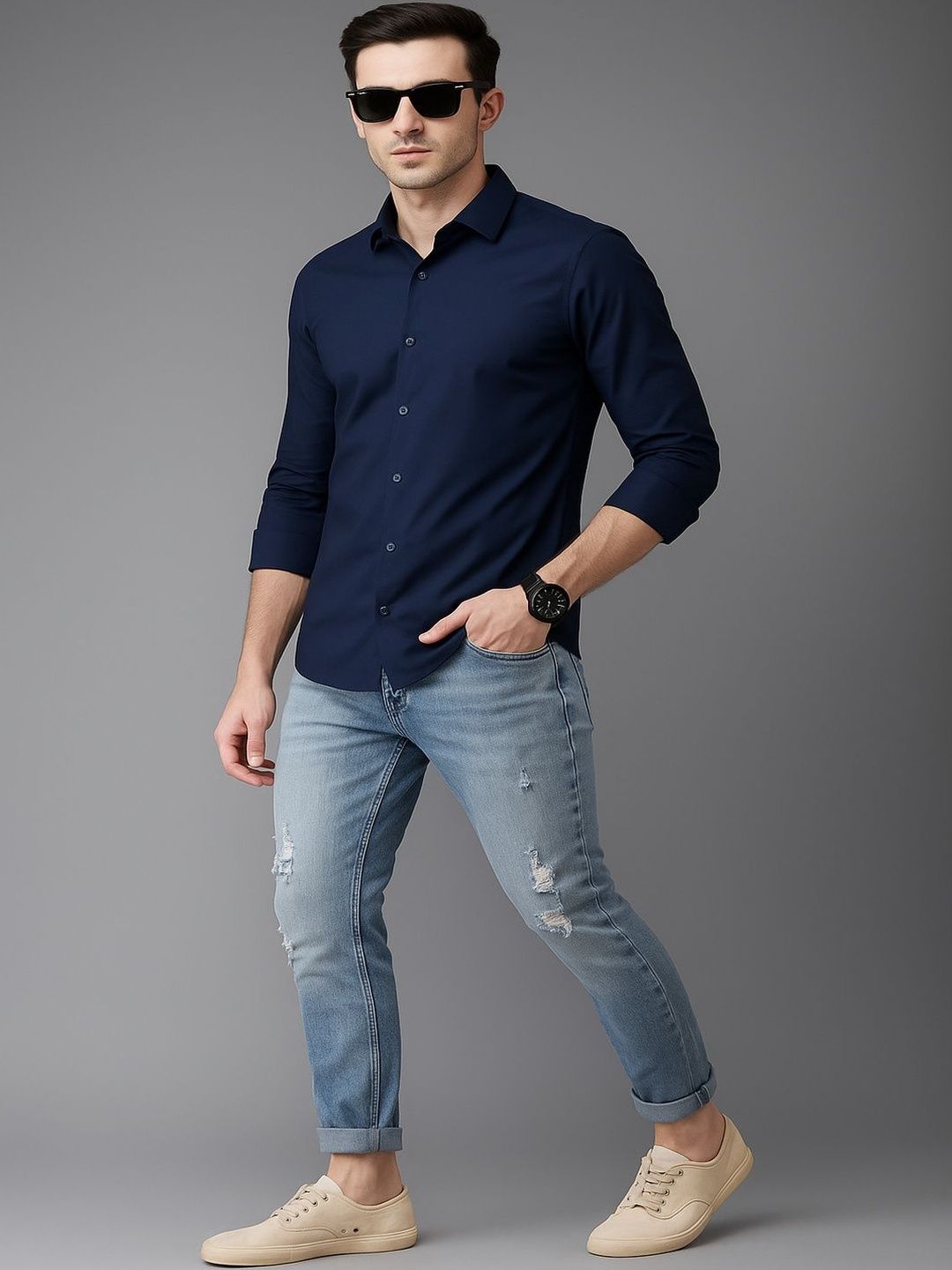 PACTIMO Men Classic Slim Fit Casual Shirt
