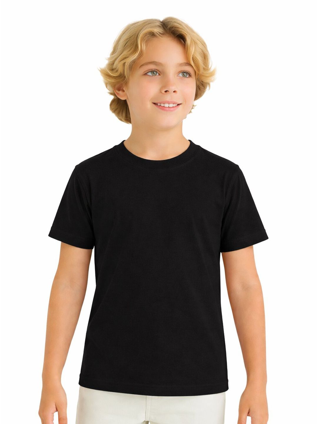 DYCA Boys Round Neck Solid Cotton T-shirt