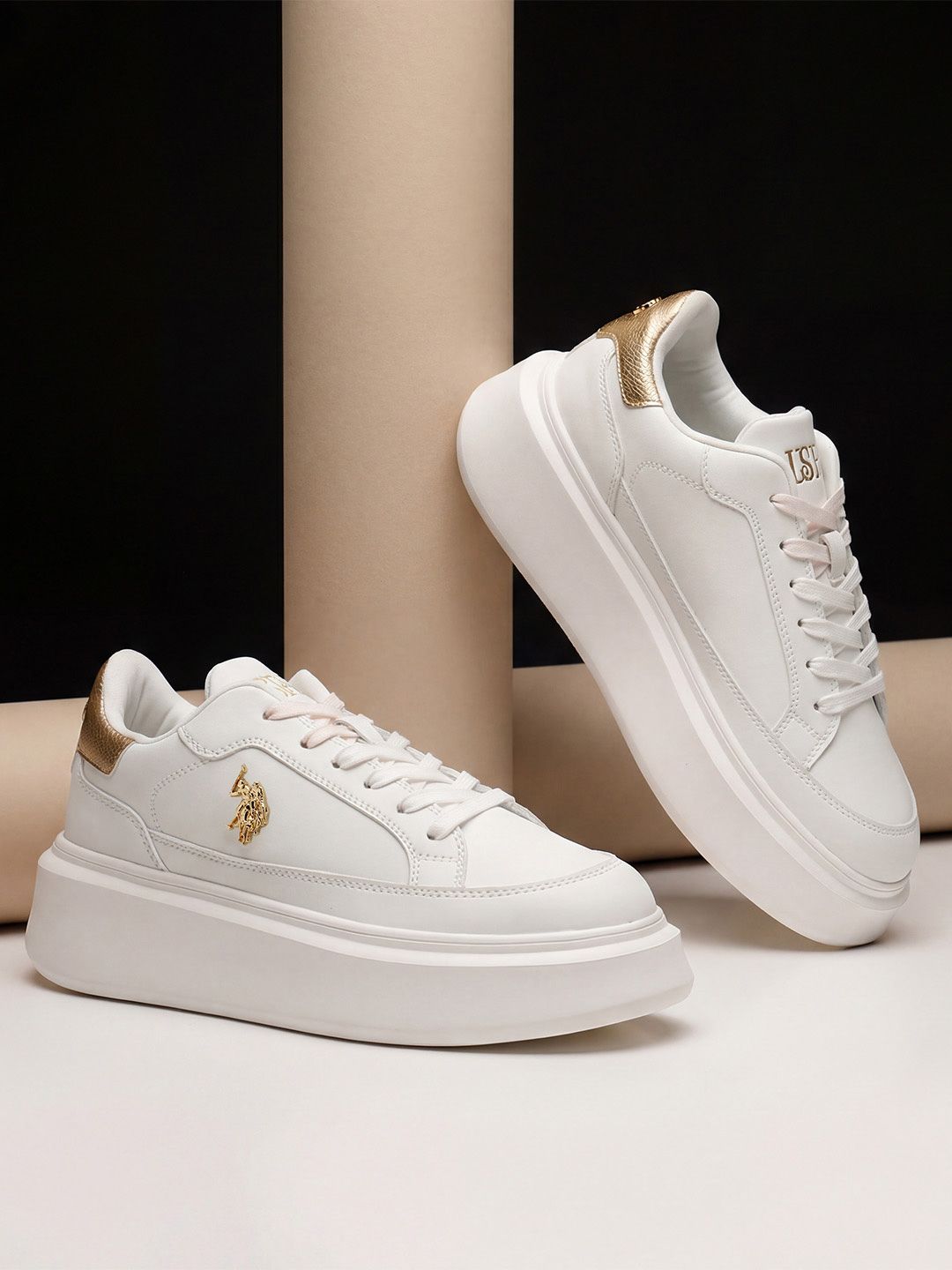 U.S. Polo Assn. Women Eleanor 3.0 Off White Light Weight Sneaker Shoes