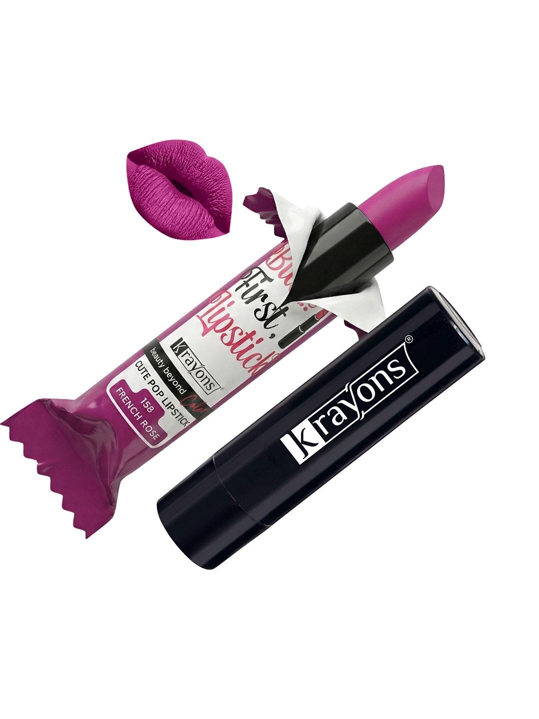 krayons Cute Pop Matte Waterproof Longlasting Lipstick 3.5 gm - French Rose