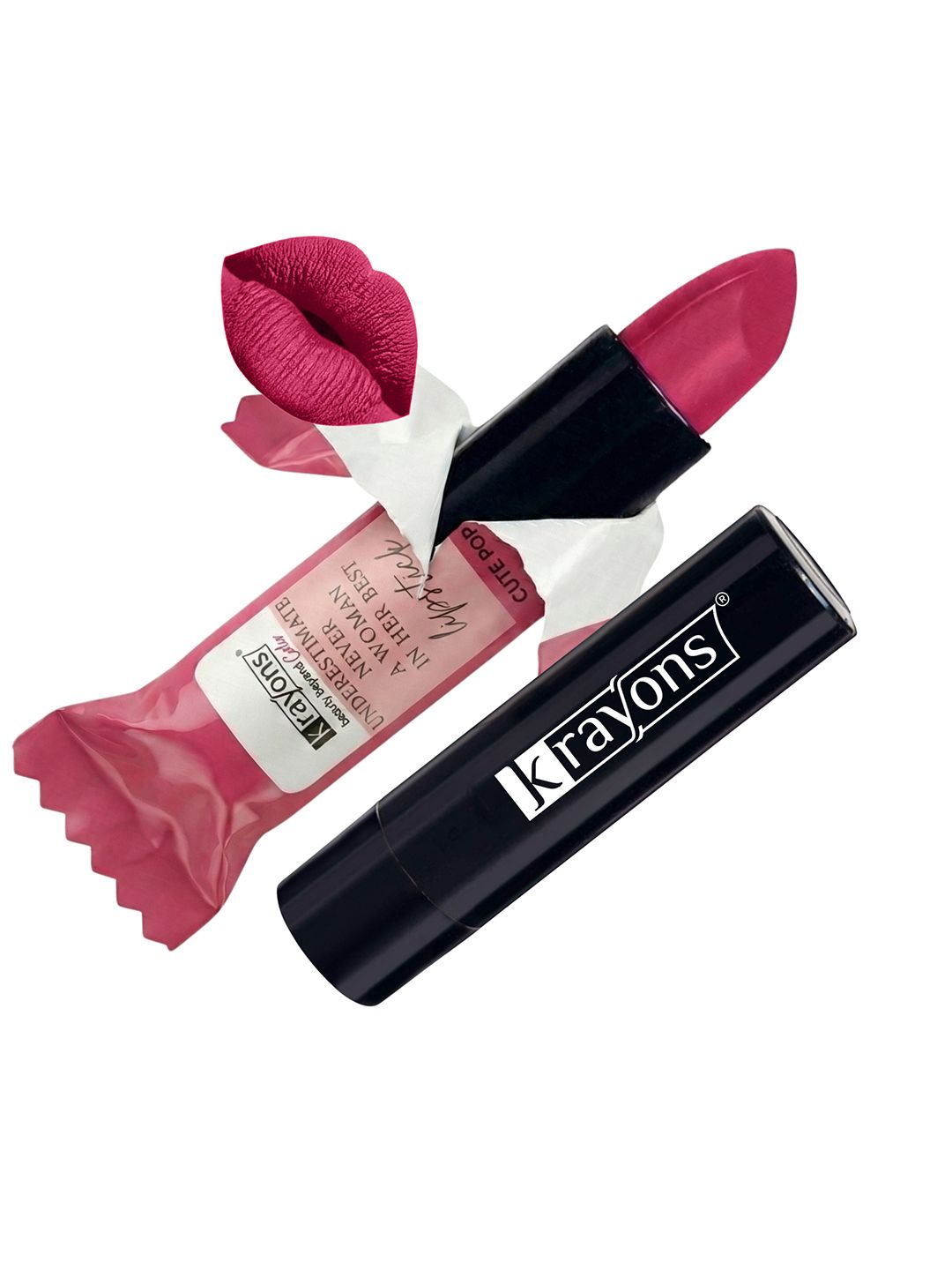 krayonsCute Pop Matte Waterproof Longlasting Lipstick 3.5 gm - Angel Pink
