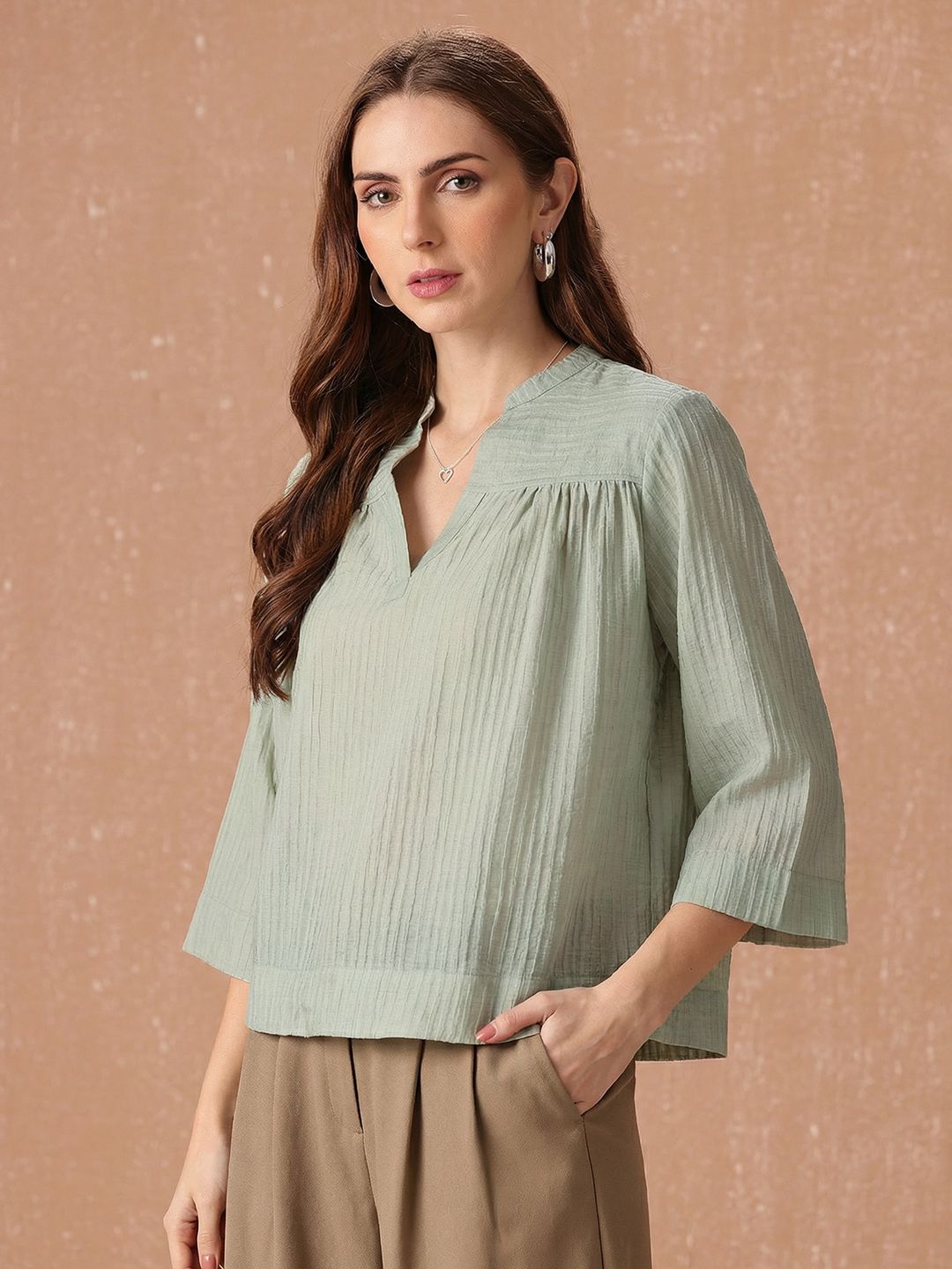 all about you Mandarin Collar Regular Top