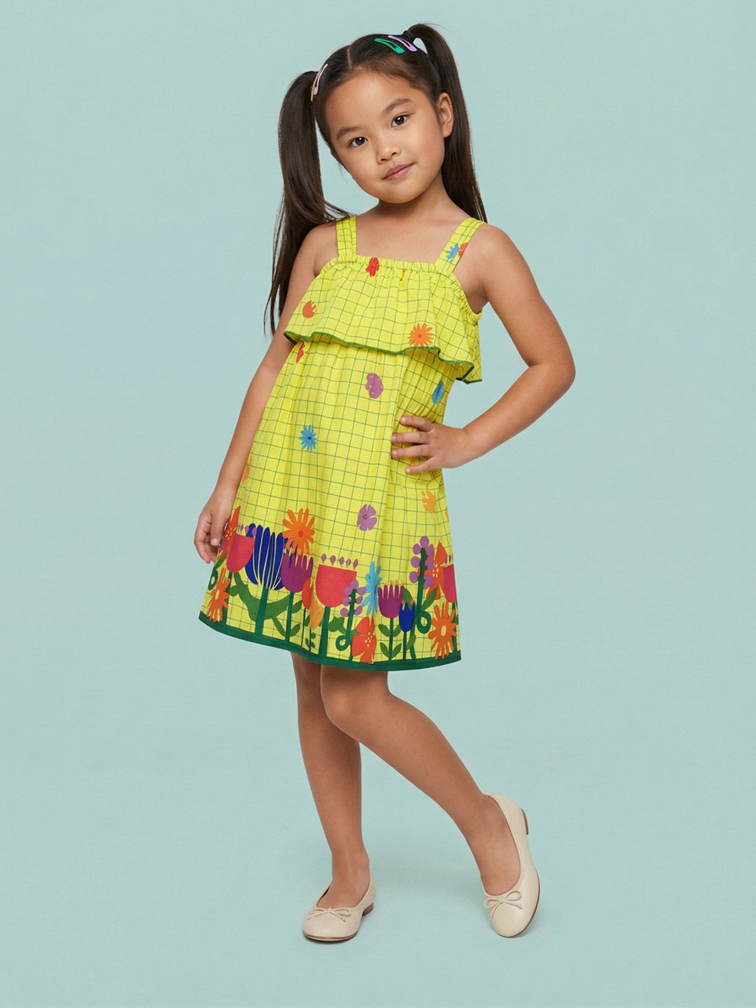 Nauti Nati Floral Hem Polyester Above Knee A-Line Dress