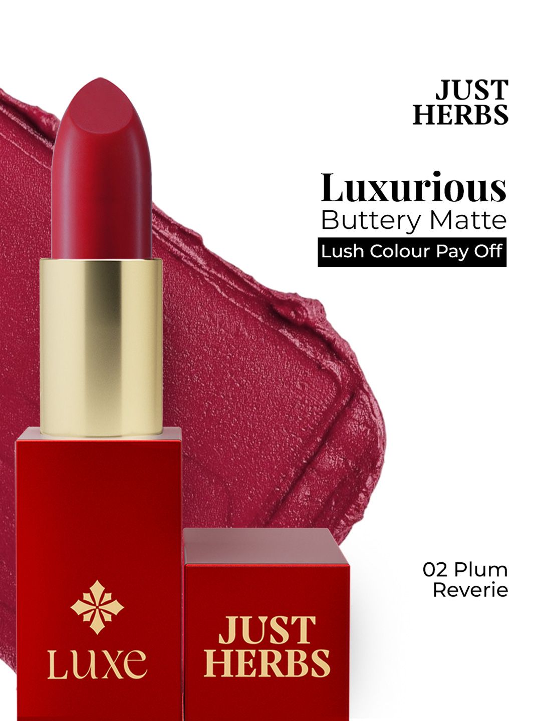 Buy Just Herbs Luxe Satin Melt High Shine Lipstick With Jojoba Oil   Plum Reverie 02 -  - Personal Care for Women