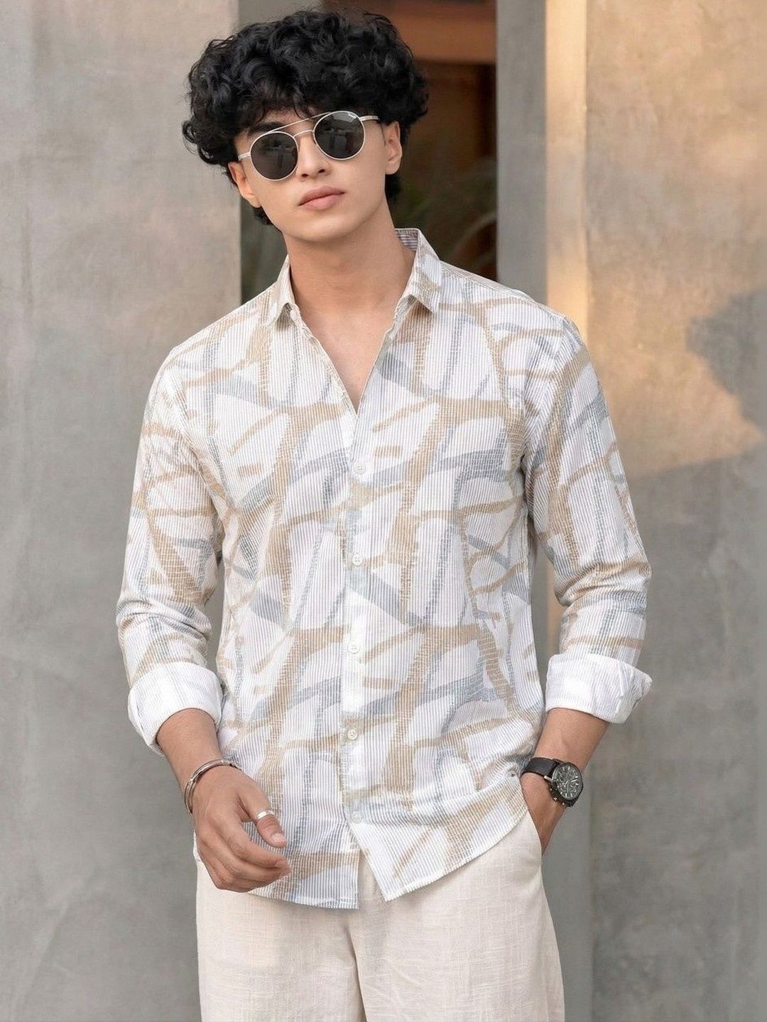 VORTEX Slim Fit Printed Shirts