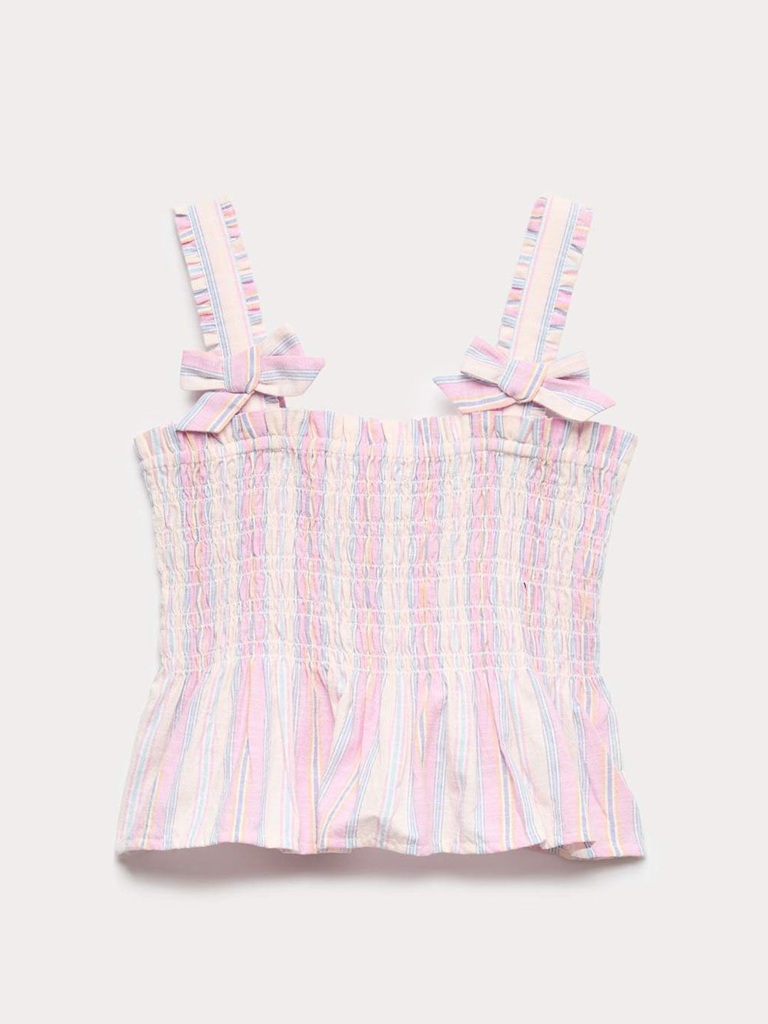 Marks & Spencer Pure Cotton Shirred Bow Top