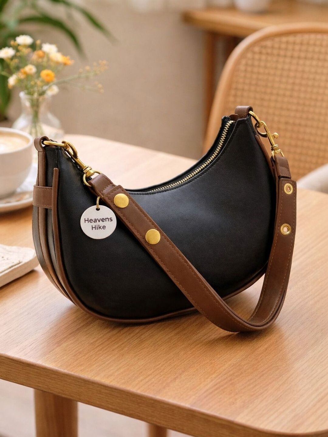 HEAVENSHIKE Solid Small Half Moon Shoulder Bag