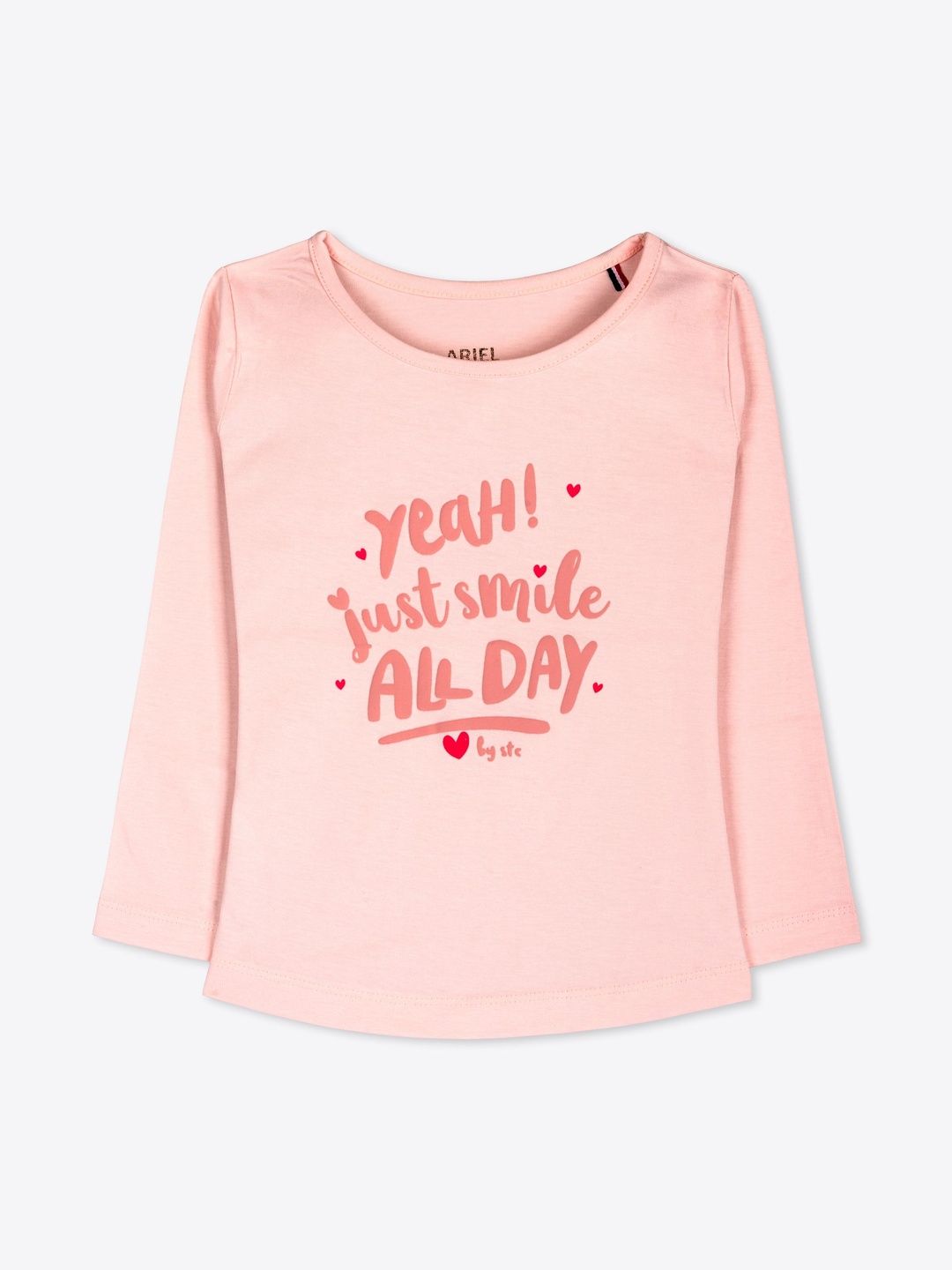 ariel Girls Cotton Typography Printed Full Sleeves Tshirts