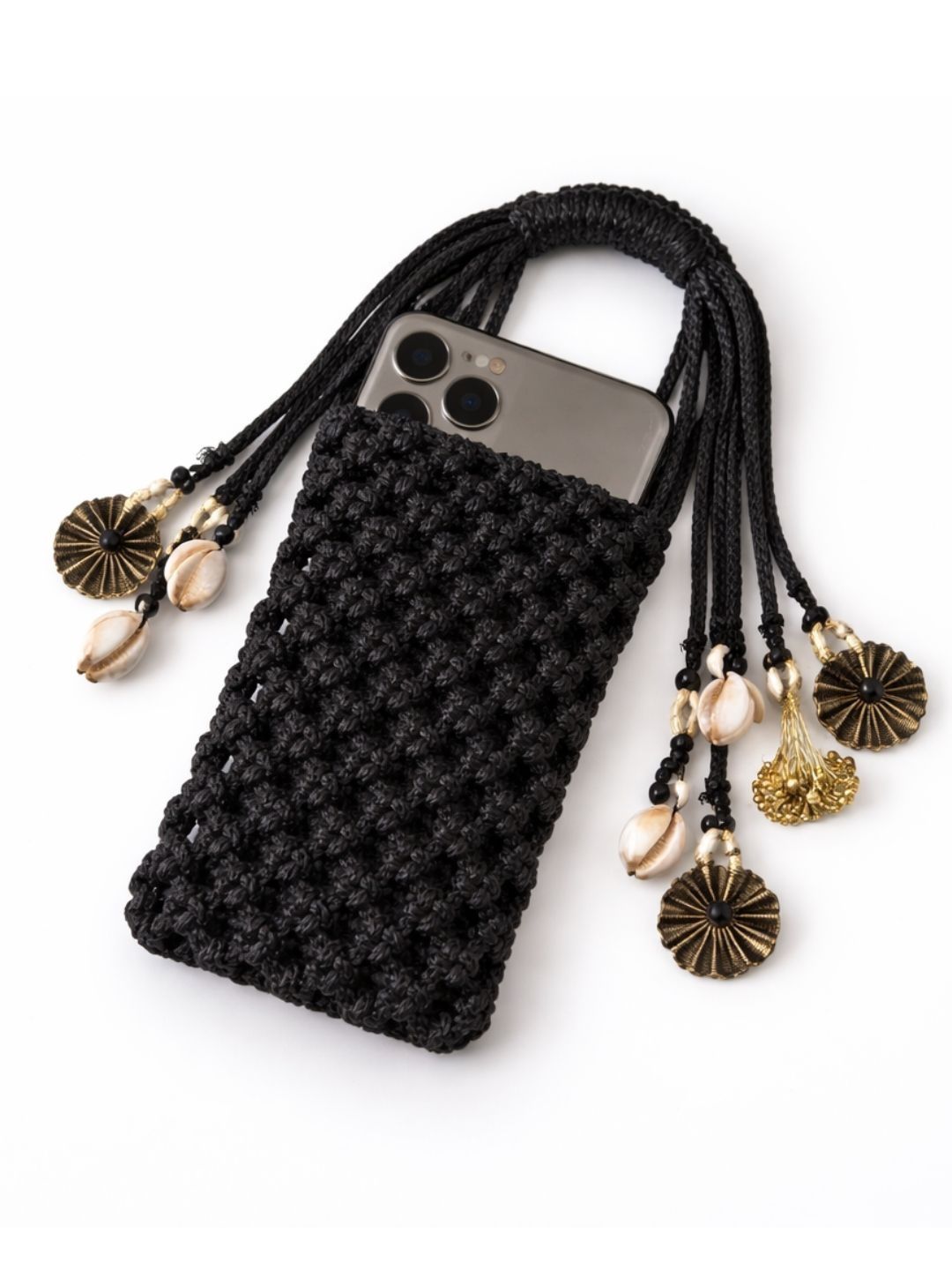 YELONA Embellished Tasselled Potli Clutch