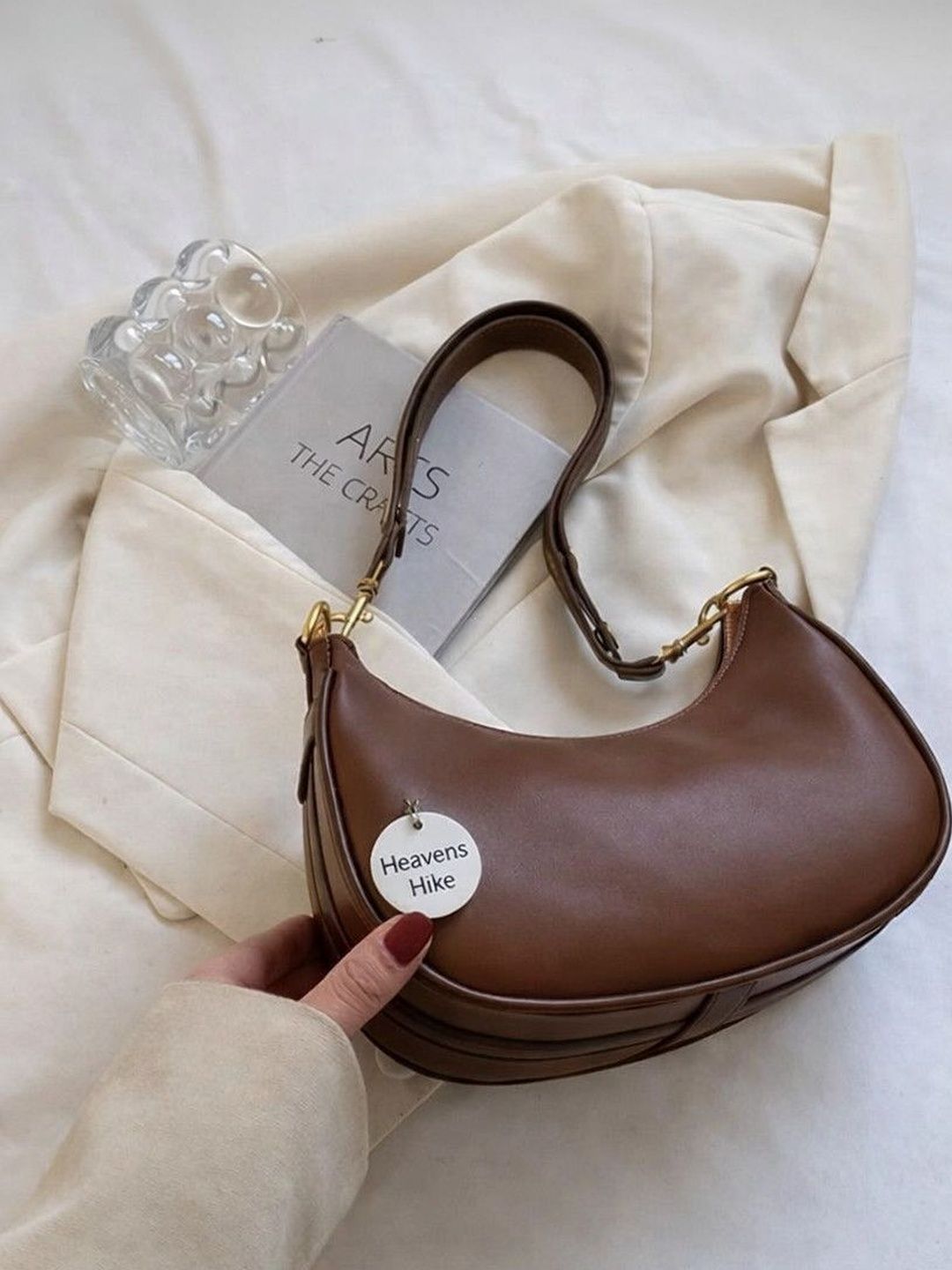 HEAVENSHIKE Solid Small Half Moon Shoulder Bag