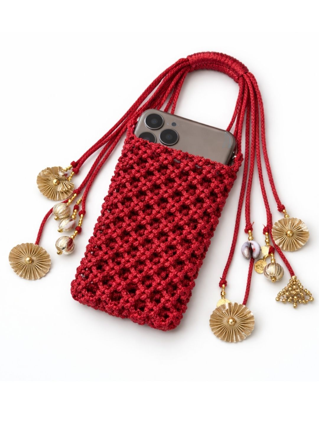 YELONA Embellished Tasselled Potli Clutch