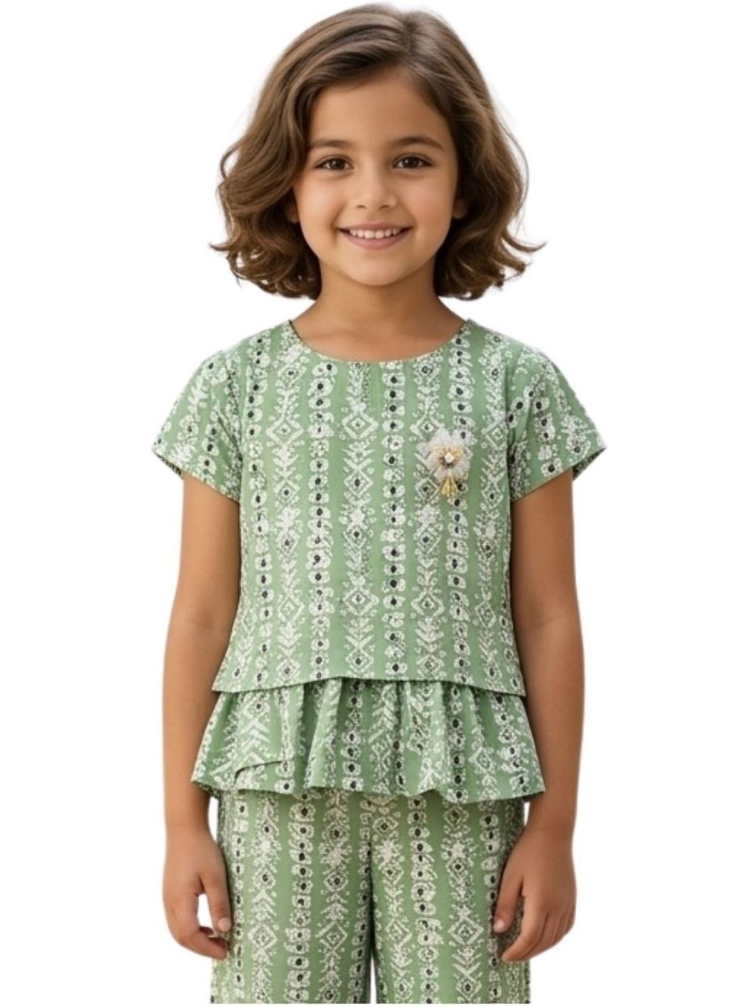 TRUFFLES girl's Printed Layered Ethnic Top