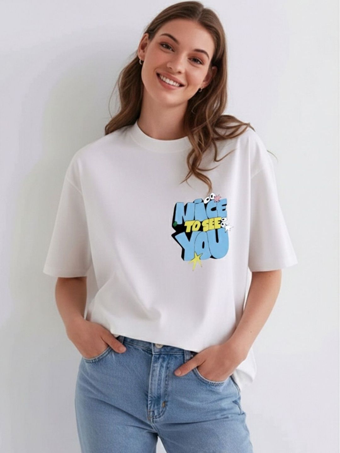 COLORCART Women Graphic Printed Oversized T-shirt