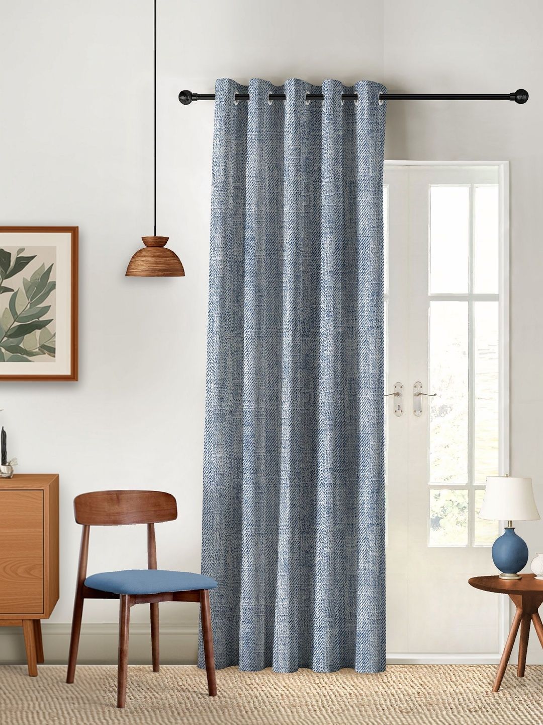 Buy CASABLEU Textura Blue Blackout Curtain 7 Feet -  - Home for Unisex