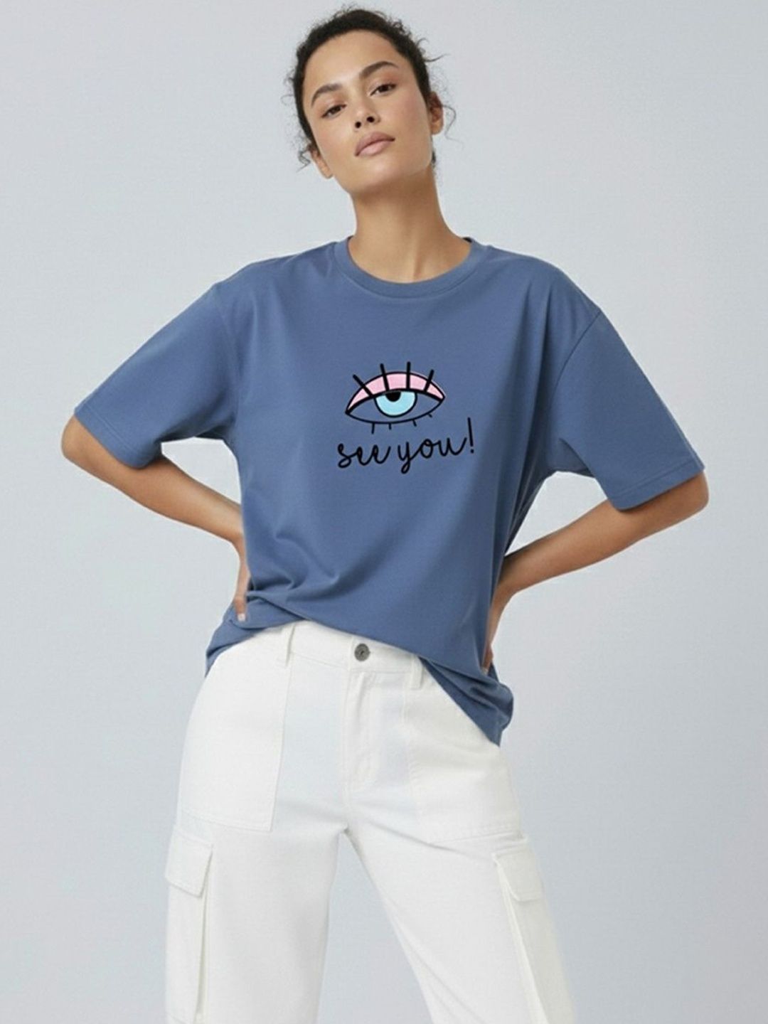 COLORCART Women Graphic Printed Oversized T-shirt