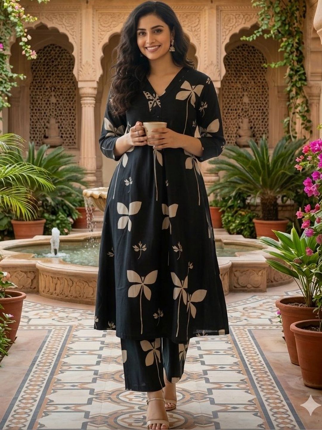 Indra Style Women Pure Cotton Kurta with Palazzos