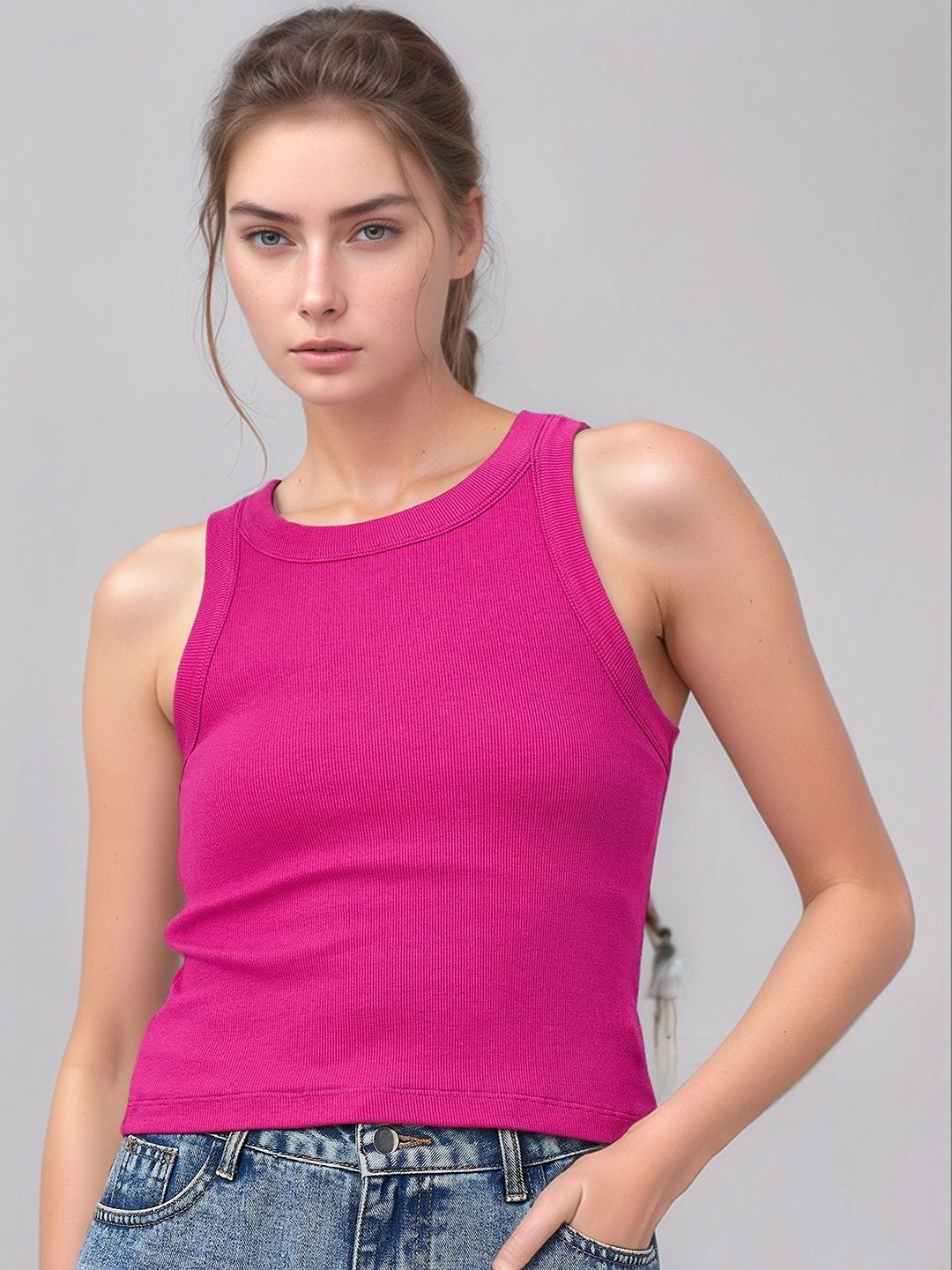 98 Degree North Halter Neck Cotton Tank Sleeveless Top