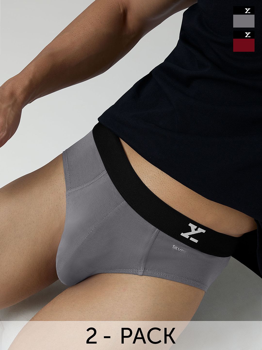 Buy XYXX Men Silver Pack Of 2 Aero Combed Cotton Moisture Absorbent Briefs XYBRF2PCKN455 -  - Apparel for Men
