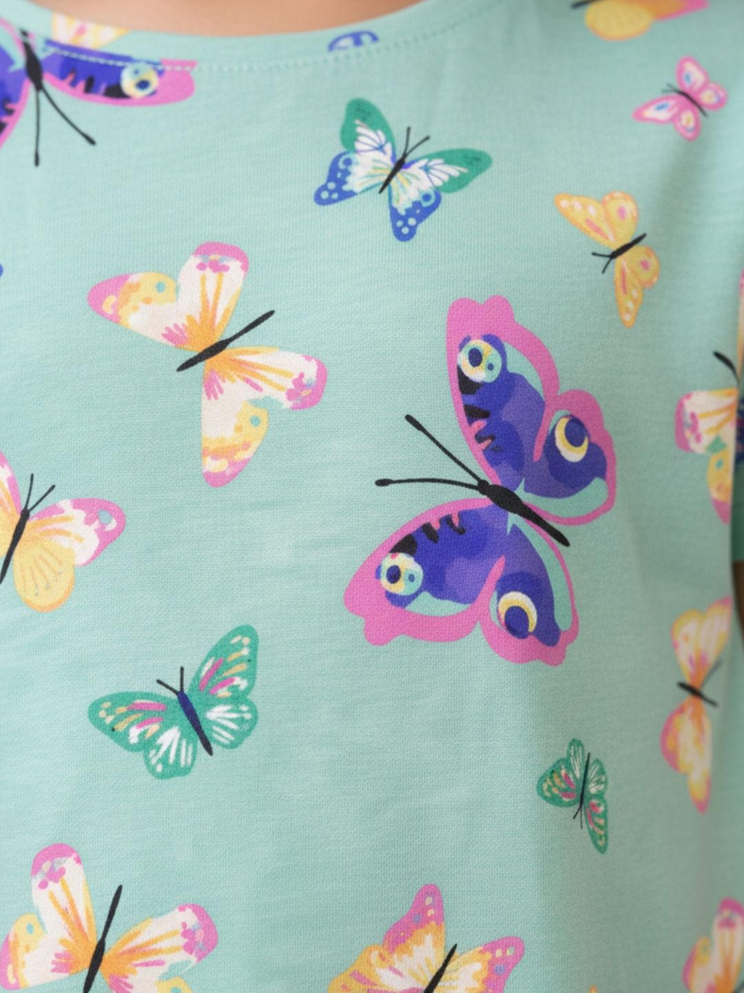 Kids Girls Summer Butterfly Green Night Dress Cotton Green 2