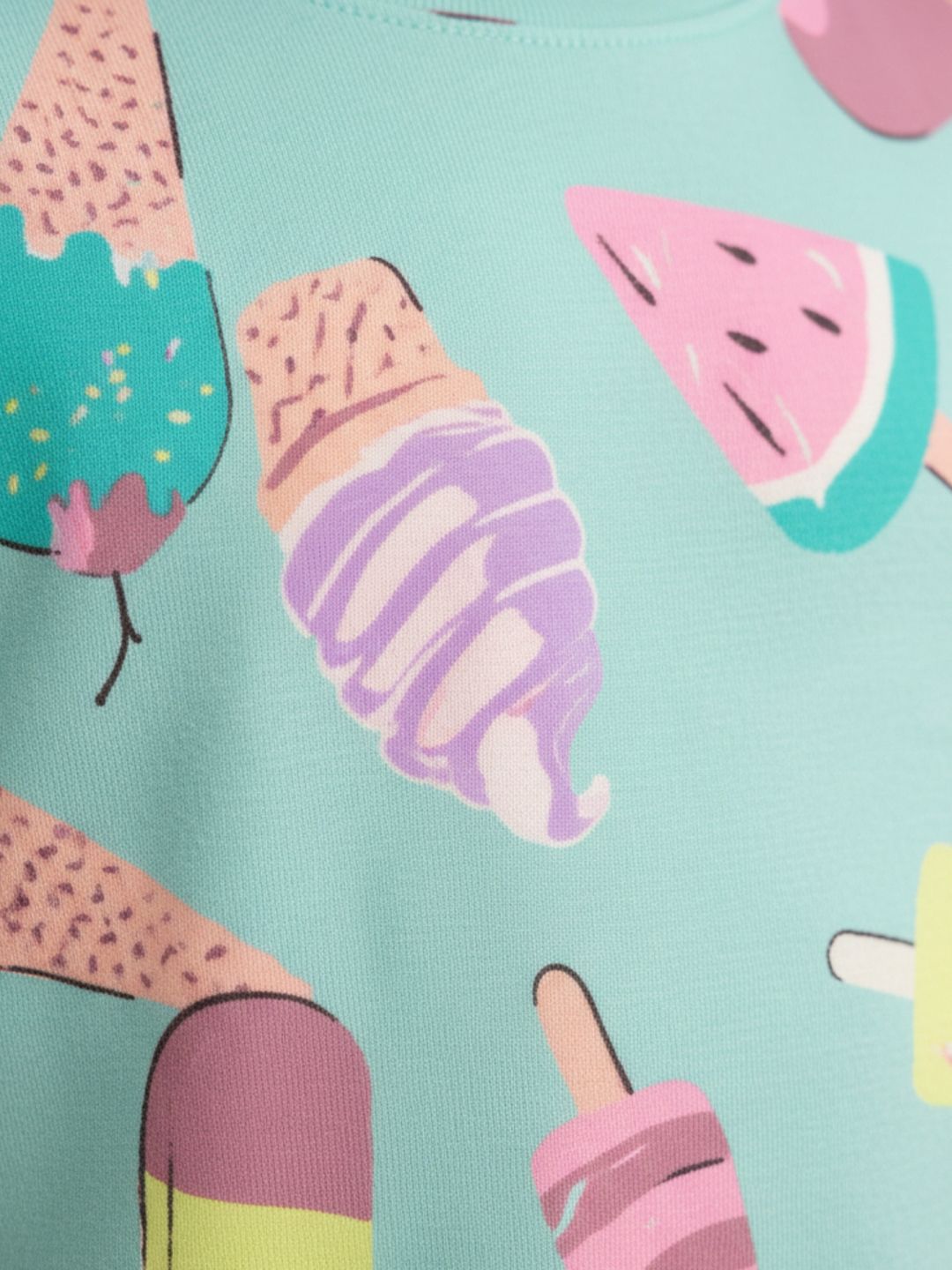 Kids Girls Summer Ice Cream Night Dress Cotton Aqua 2