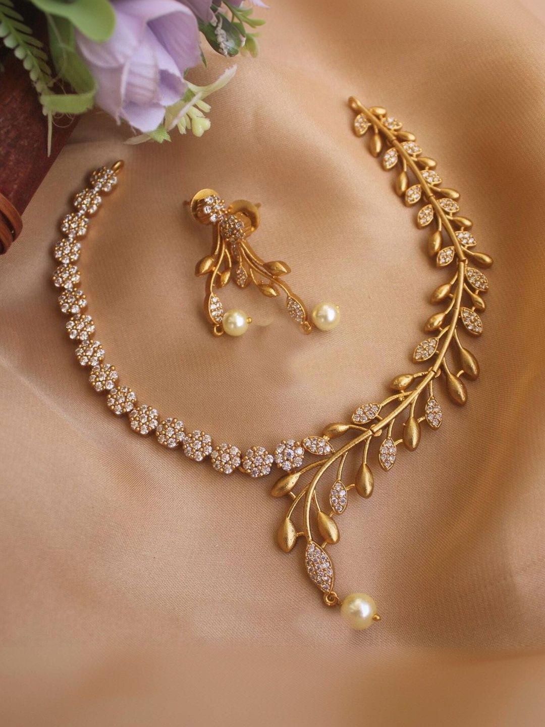 TEEMEX Gold-Plated Necklace and Earrings