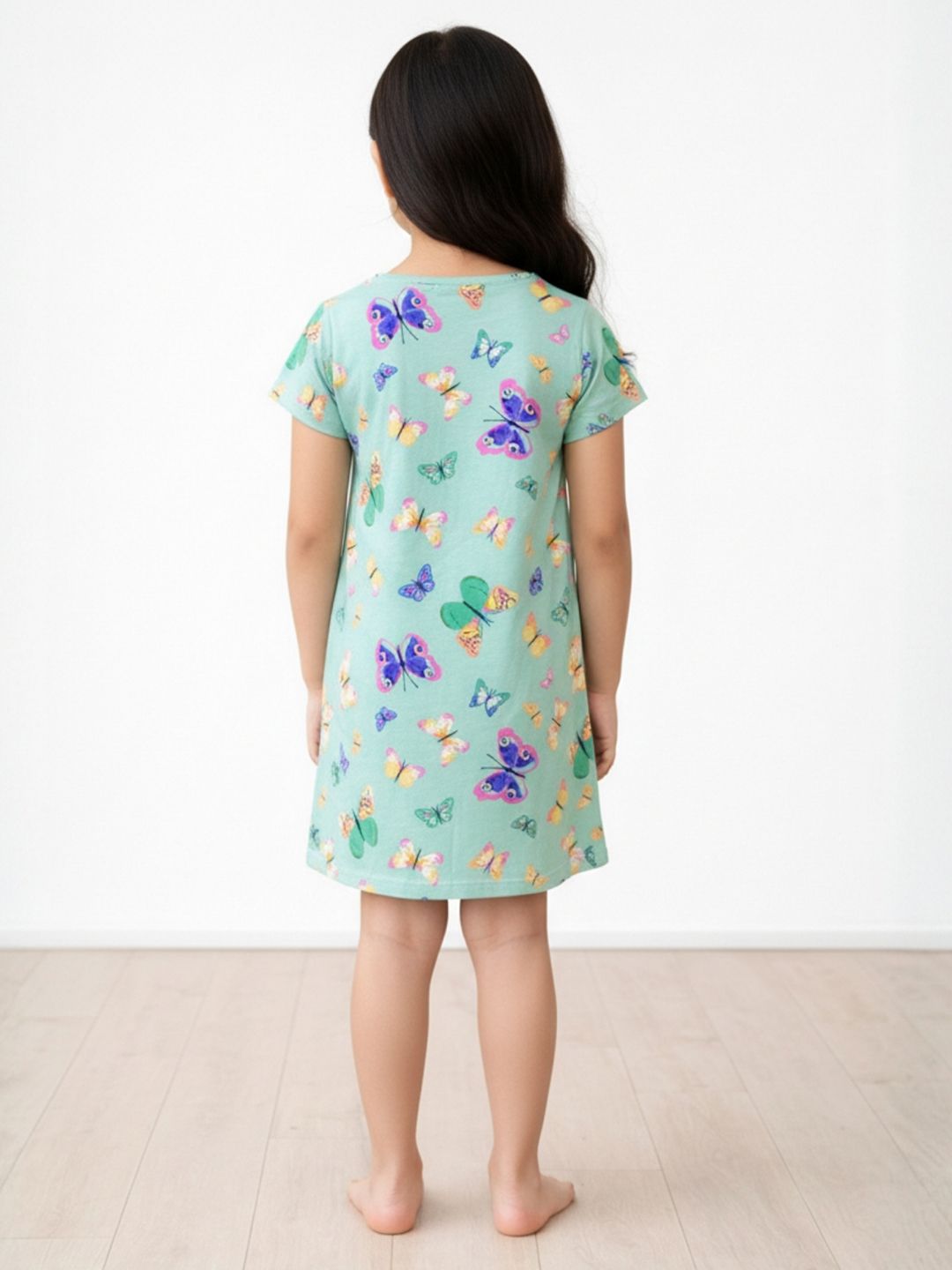 Kids Girls Summer Butterfly Green Night Dress Cotton Green 4