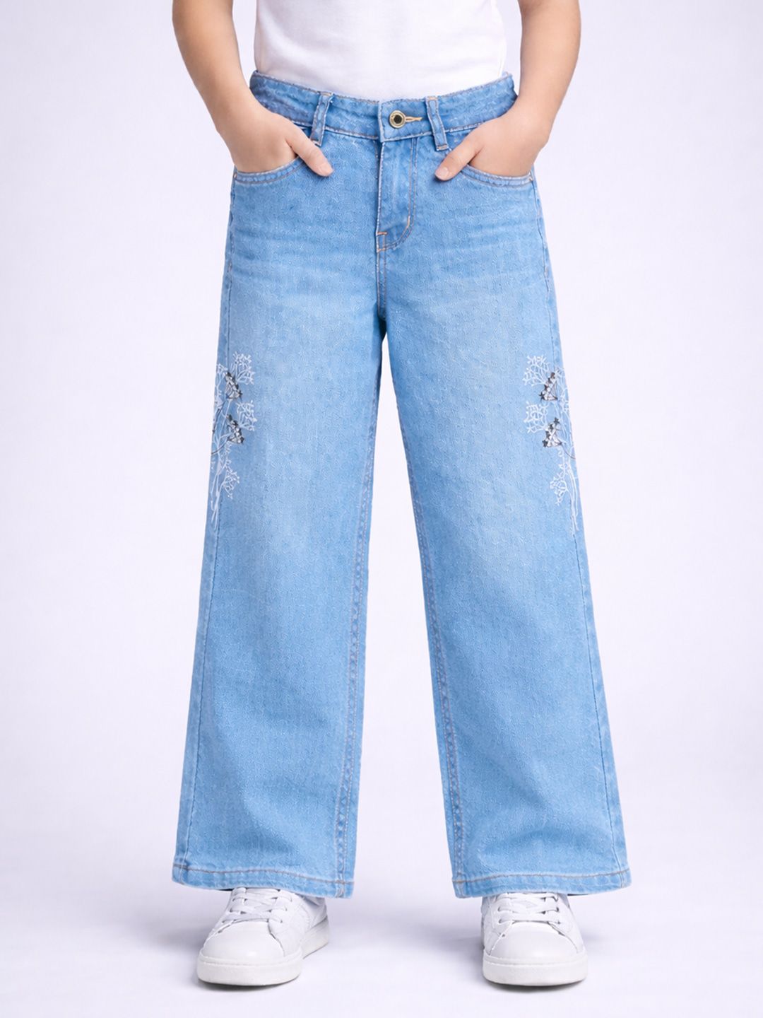 Girls Jean Wide Leg Mid-Rise Stretchable Jeans 2