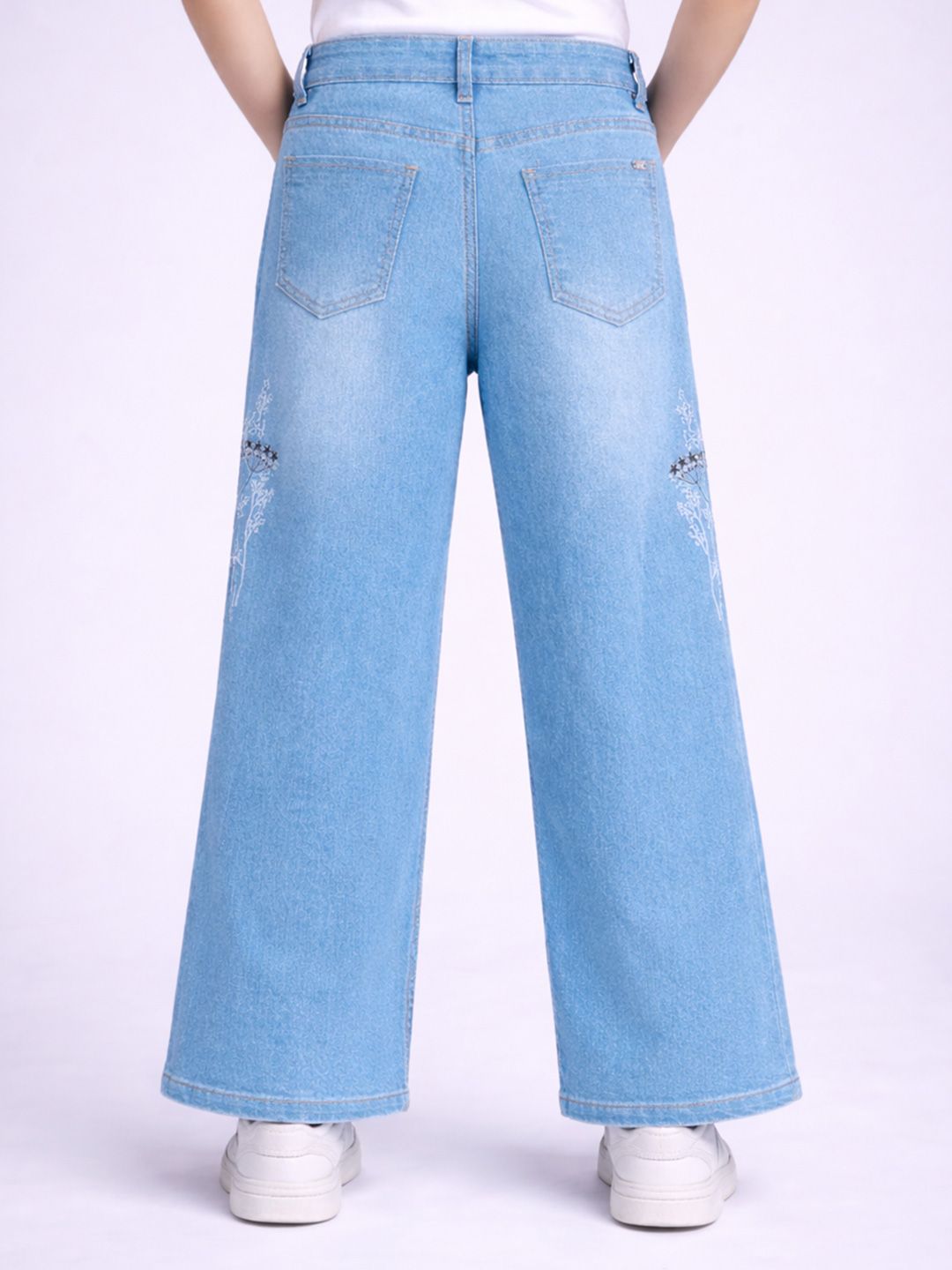 Girls Jean Wide Leg Mid-Rise Stretchable Jeans 3