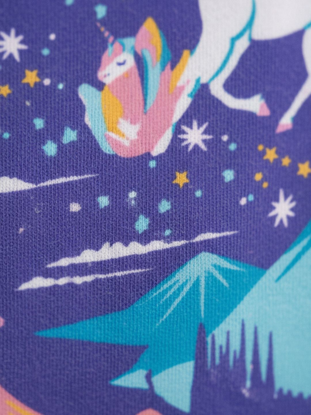 Kids Girls Summer Night Dress Cotton Purple Unicorn Planet 2