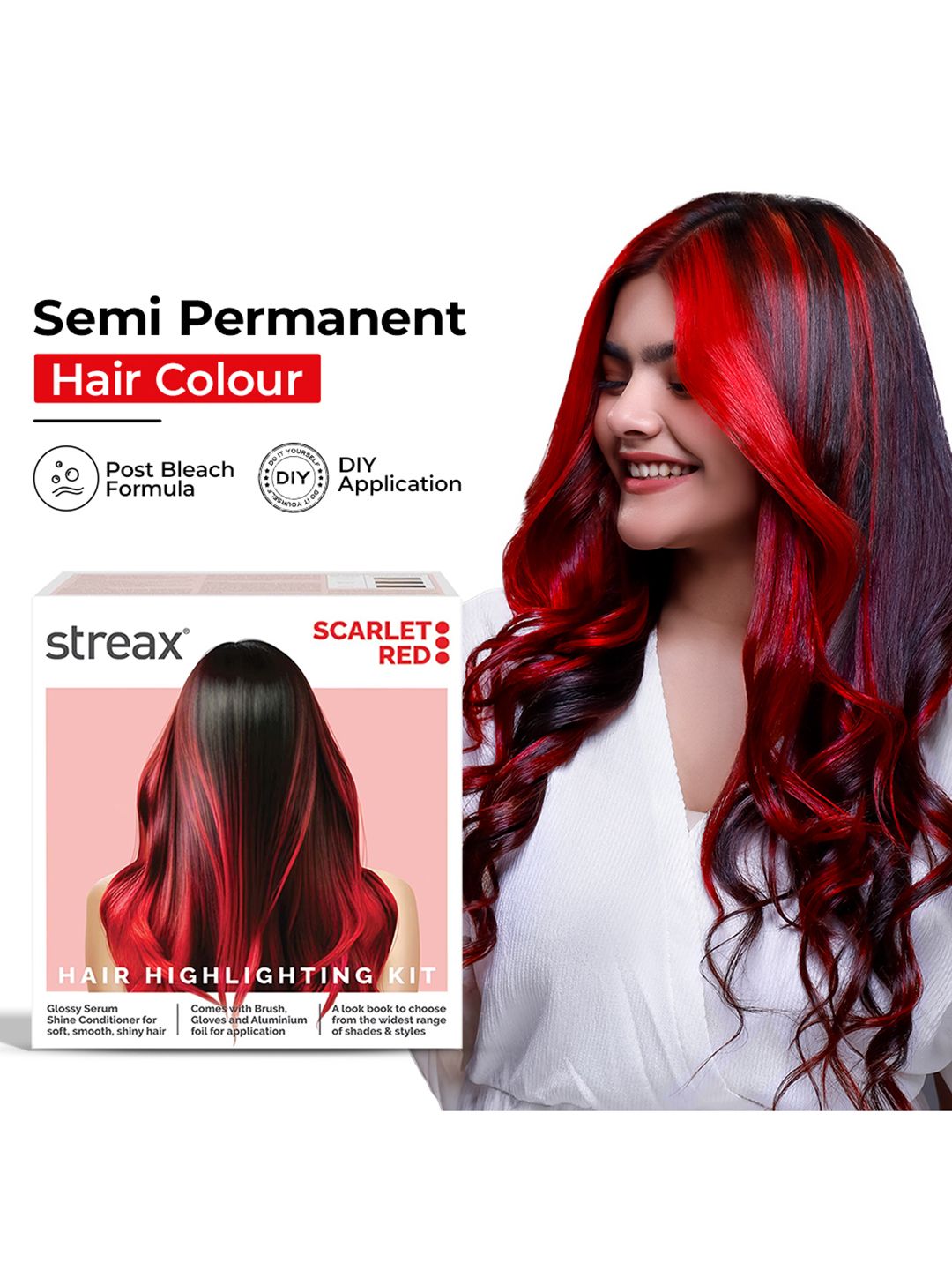 Buy Streax Highlight Kit Hair Colour For Women DIY Application 180g   Scarlet Red -  - Personal Care for Women
