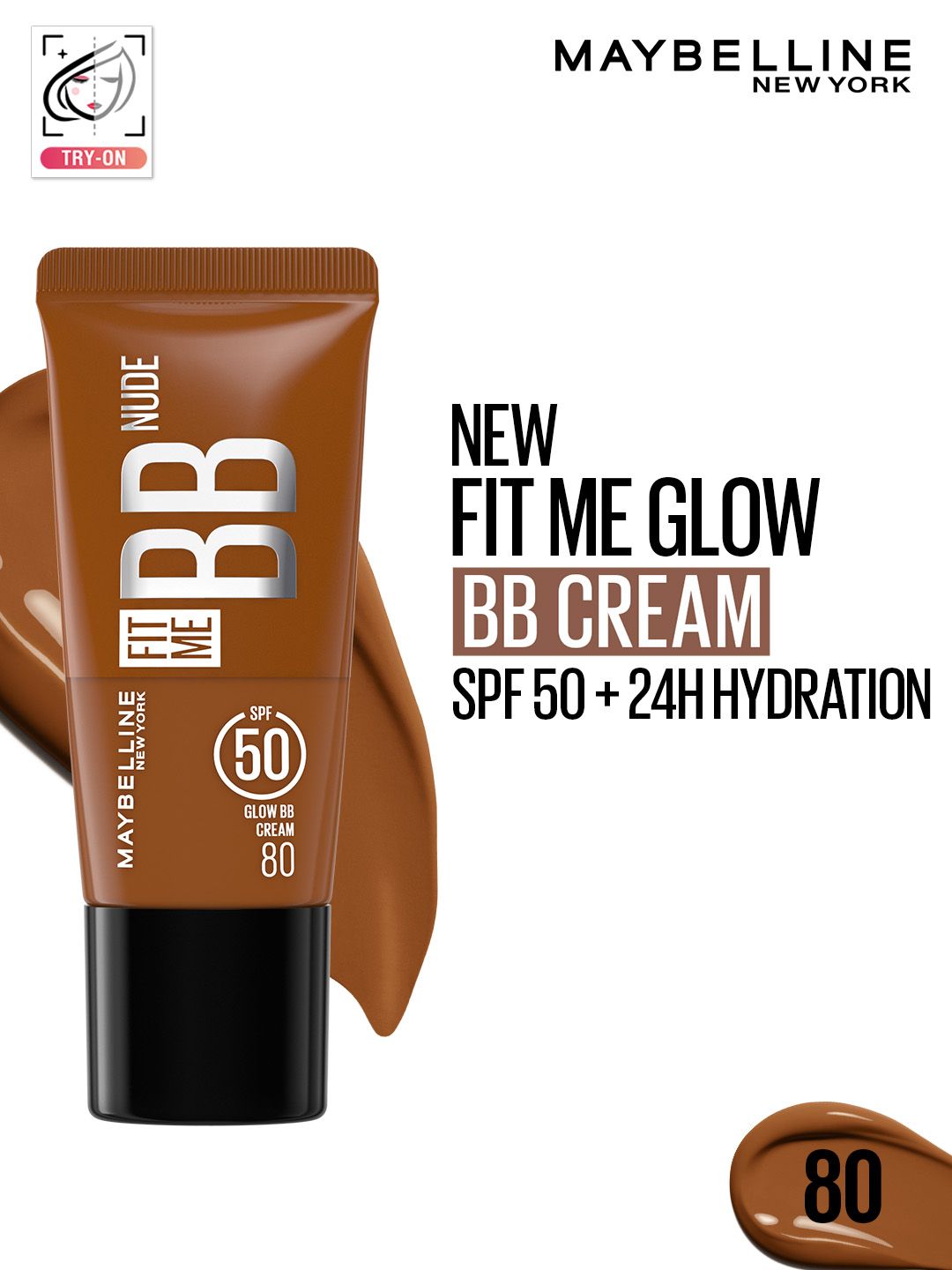 Buy Maybelline New York Fit Me Glow SPF50 BB Cream With 24H Hydration & Niacinamide   Shade 80 -  - Personal Care for Women