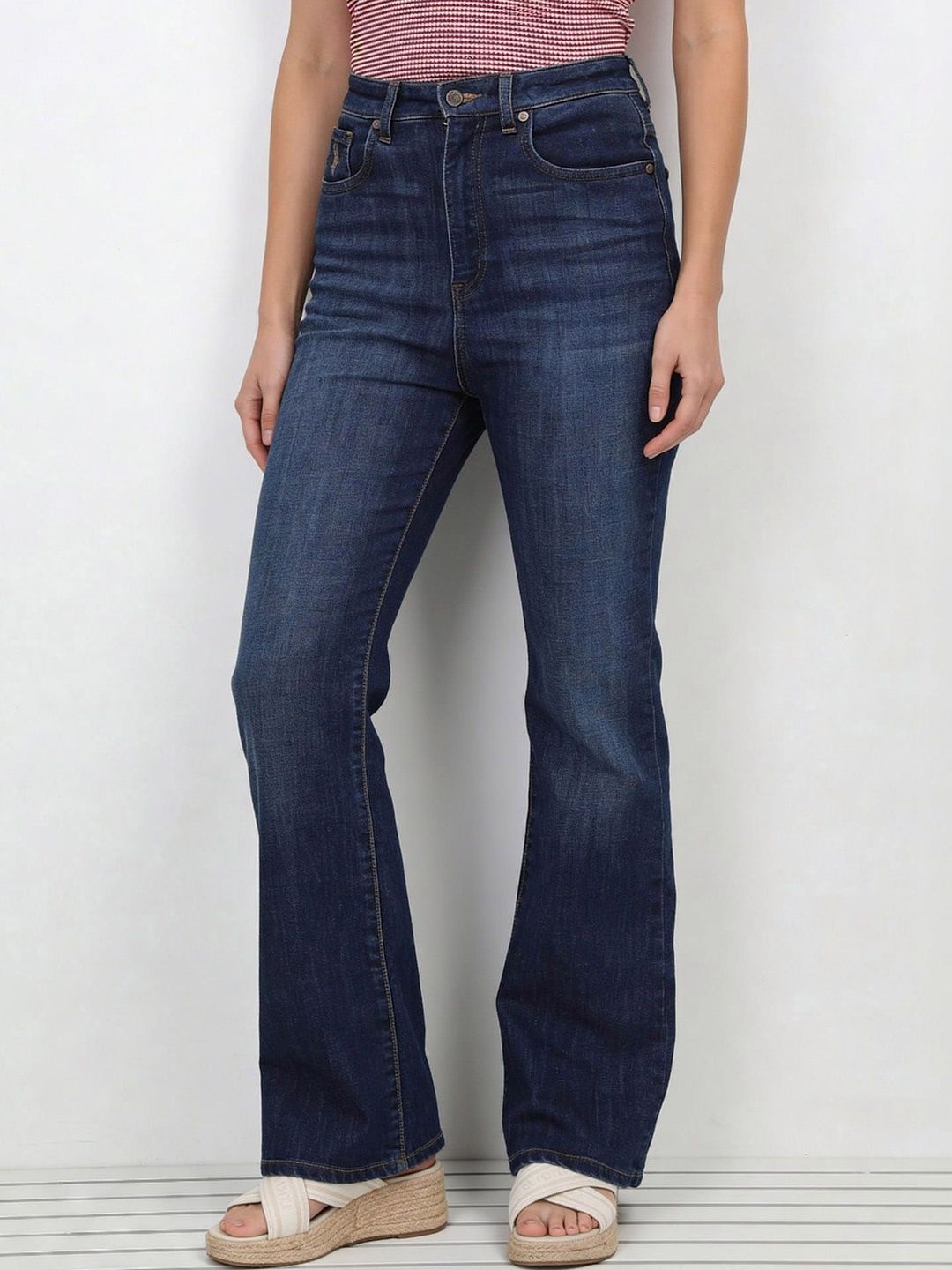 Bootcut High-Rise Light Fade Cotton Stretchable Jeans 5