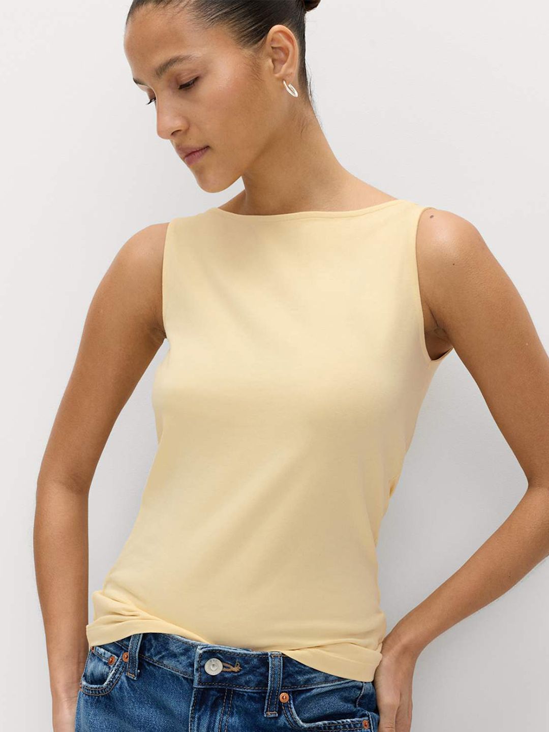 Cotton Rich Slash Neck Slim Fit Vest