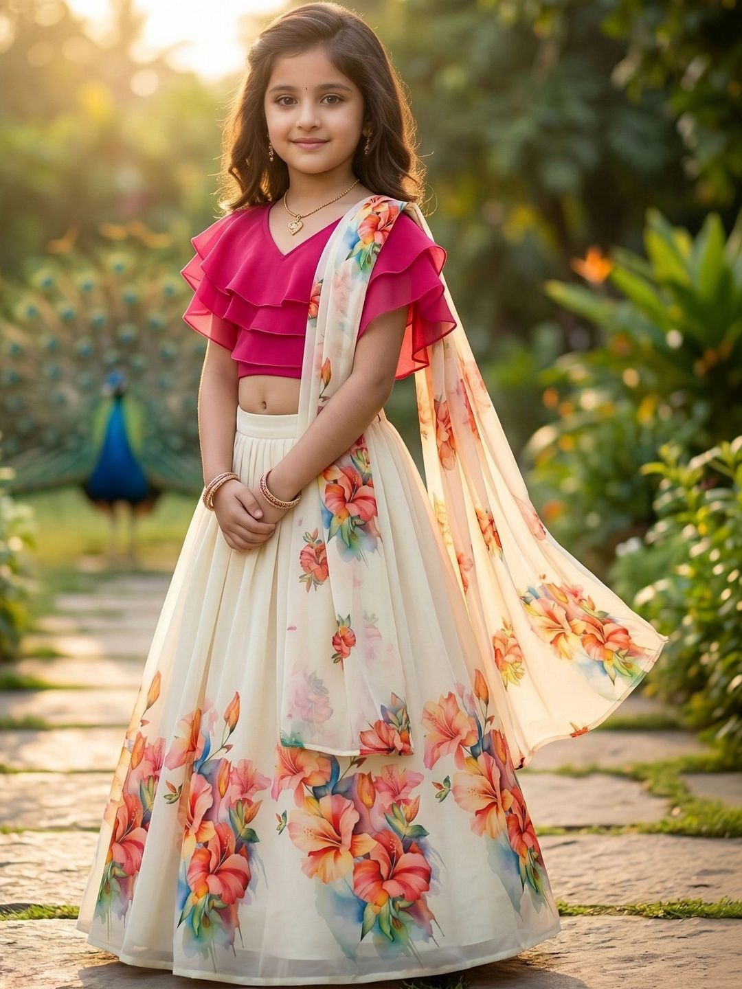 Girls Printed Ready to Wear Lehenga & Blouse With Dupatta 2