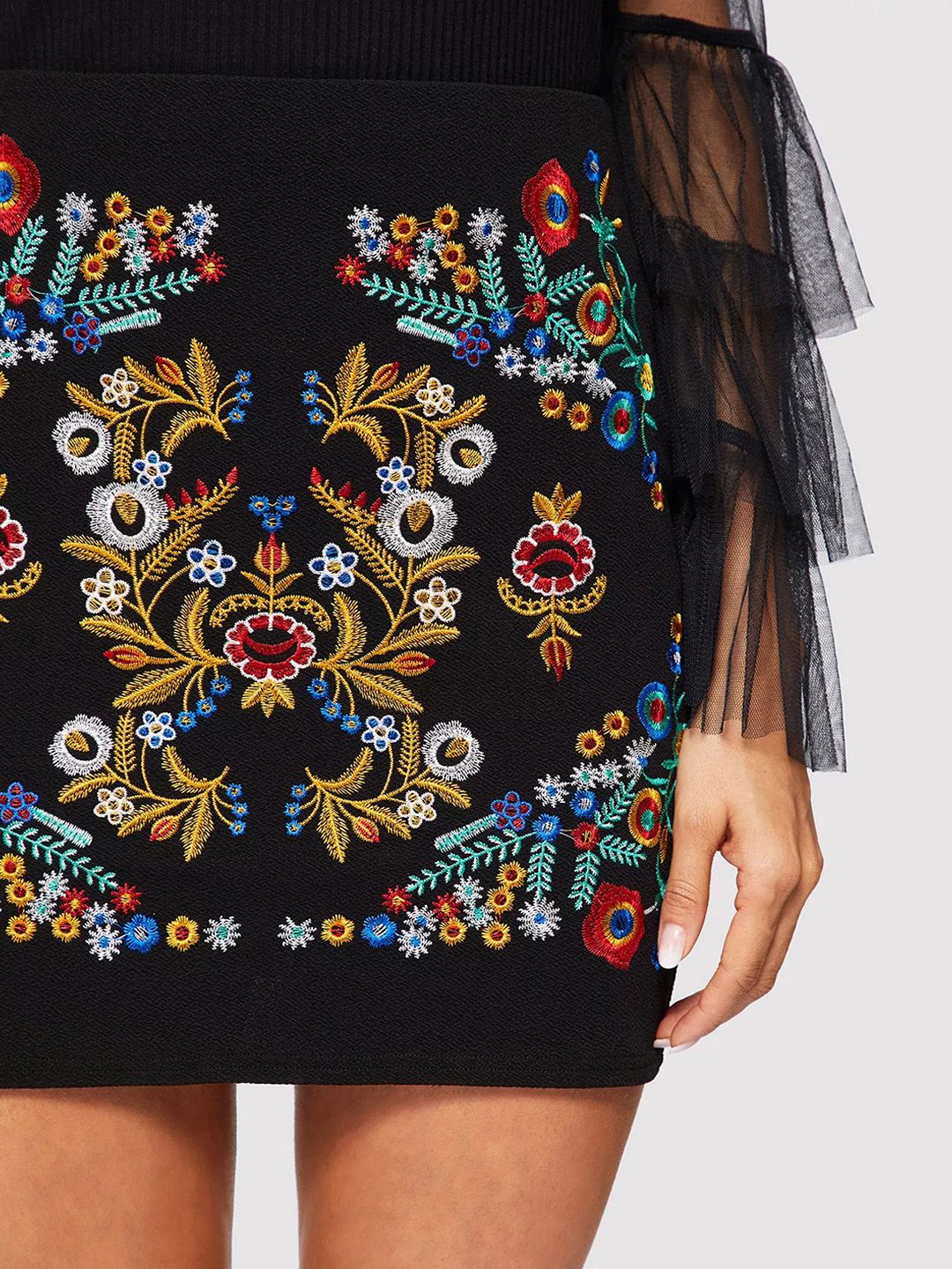 Embroidered A-line Mini Skirts 3
