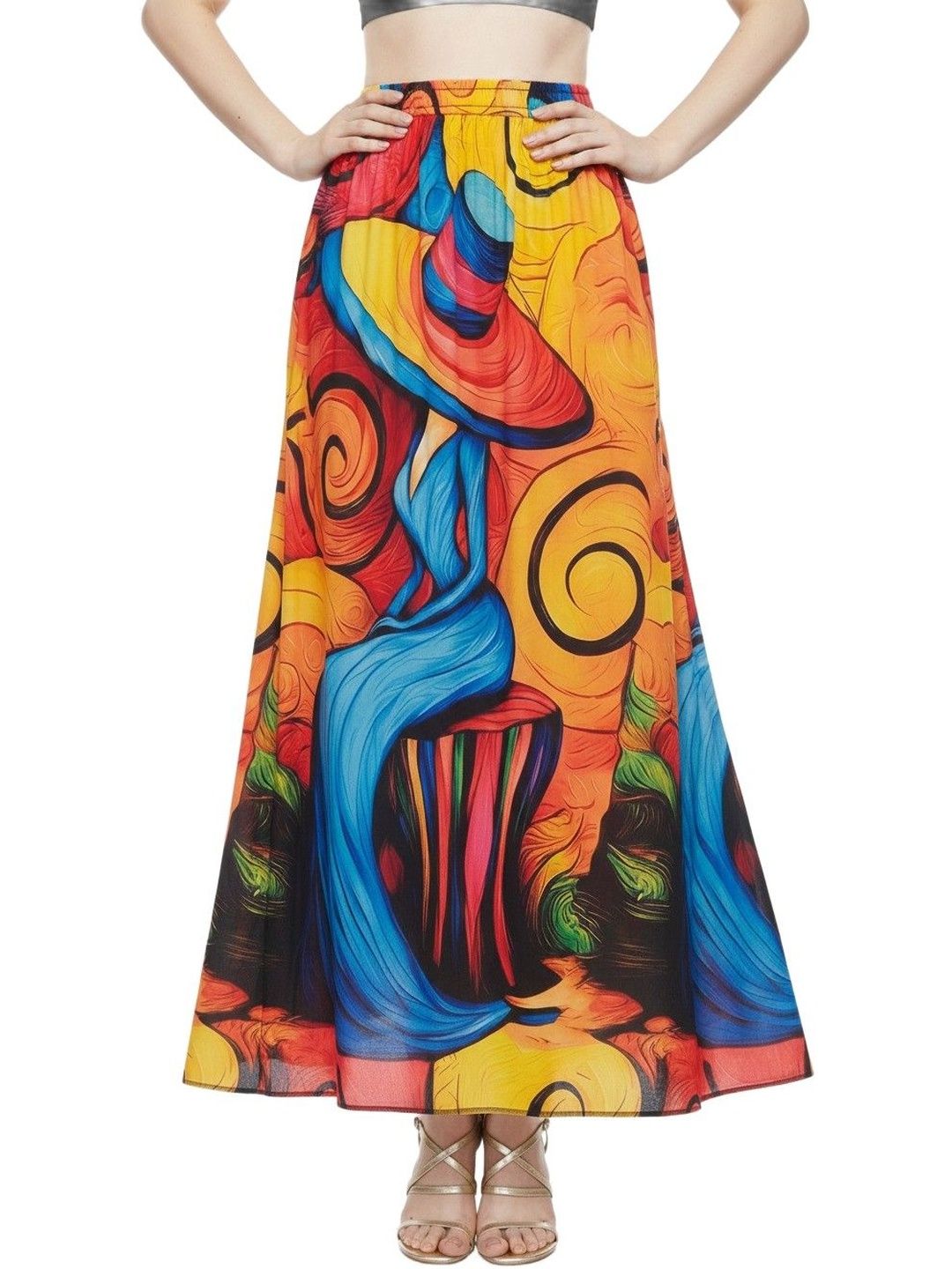 Vagisha Women Abstract Maxi Flared Skirt