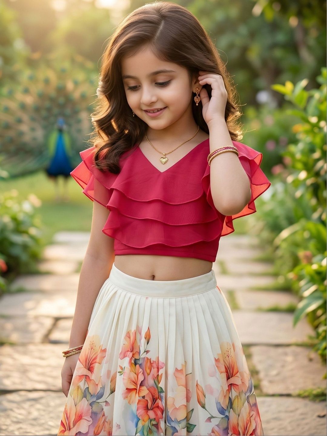 Girls Printed Ready to Wear Lehenga & Blouse With Dupatta 5