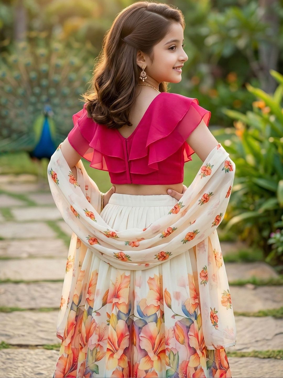 Girls Printed Ready to Wear Lehenga & Blouse With Dupatta 3