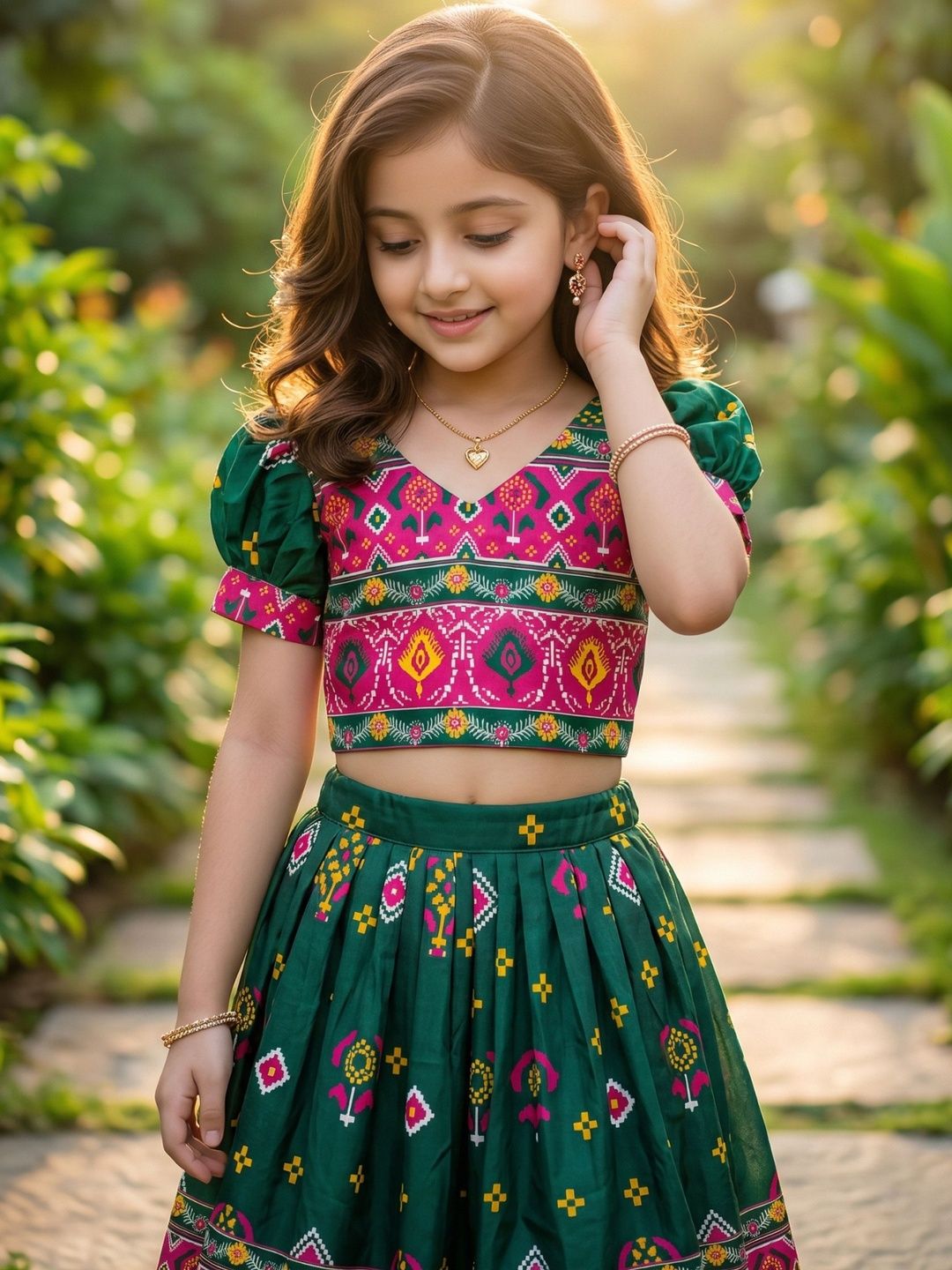 Girls Printed Ready to Wear Lehenga & Blouse With Dupatta 5