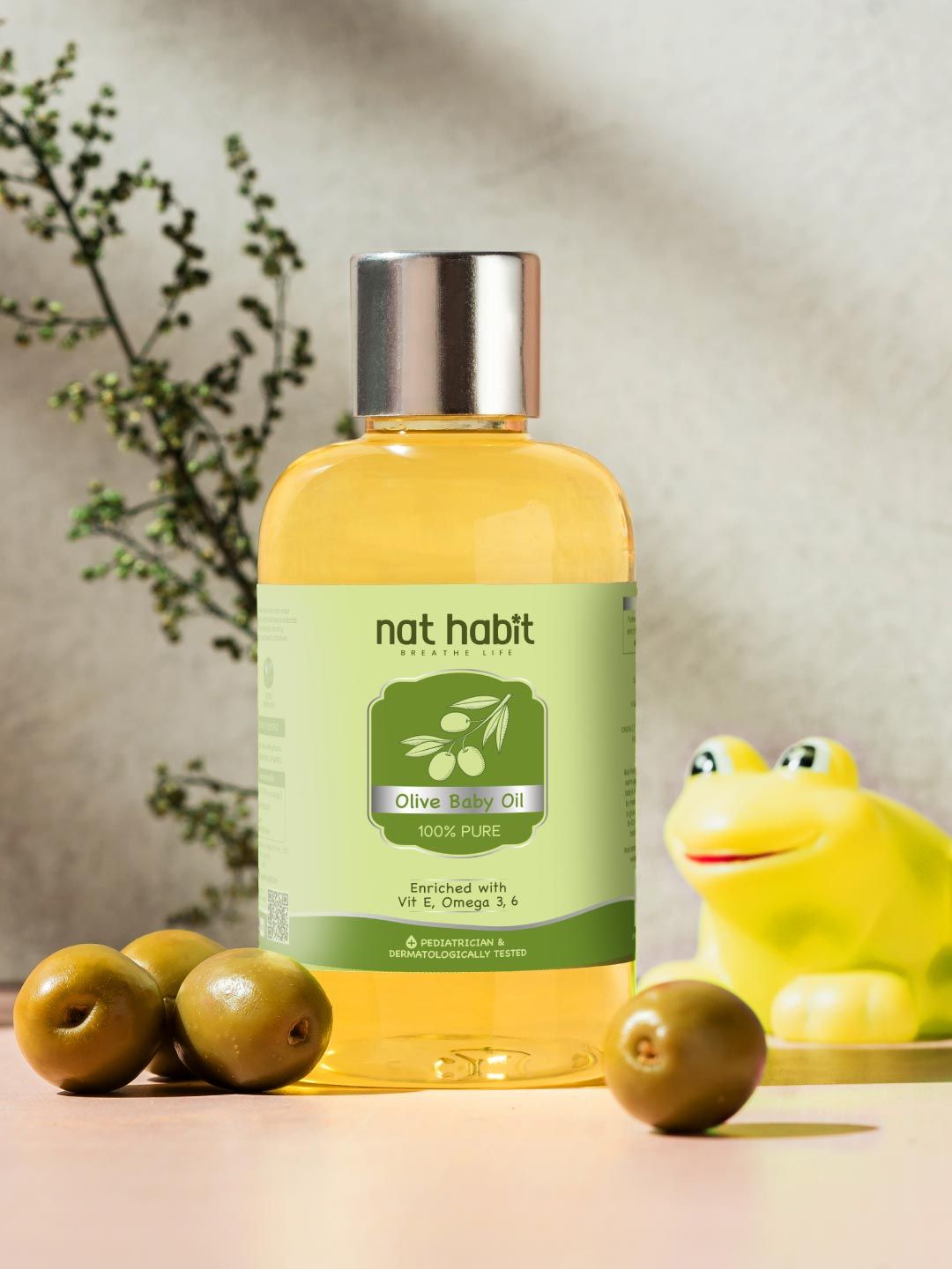 Nat Habit Kids Pure Olive Baby Oil Enriched with Vit E  Omega-3, 6 - 100ml
