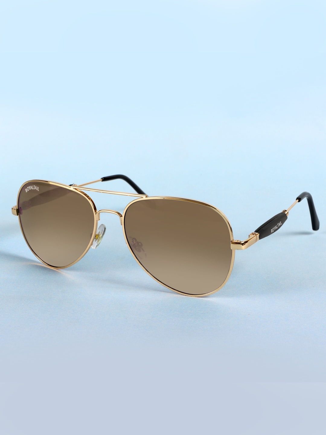 Buy ROYALTAIL Unisex Brown Lens & Gold Toned Oval Sunglasses With -  - Accessories for Unisex