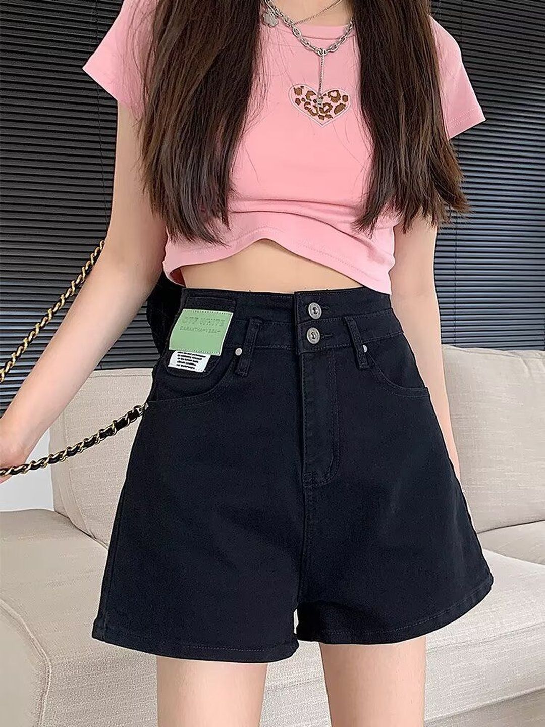 StyleCast x Revolte Women High-Rise Denim Shorts