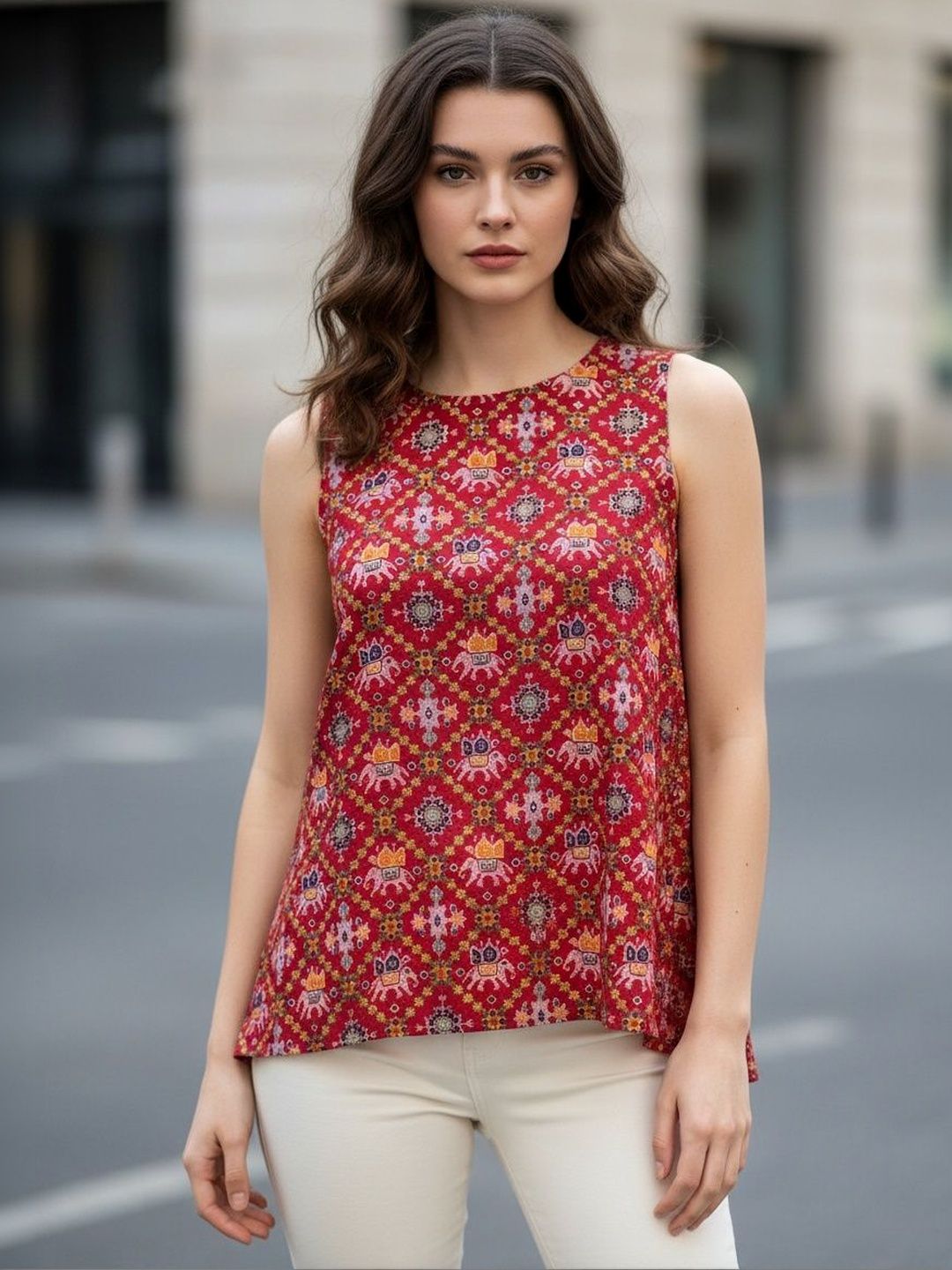 TIRA Print Ethnic Peplum Top